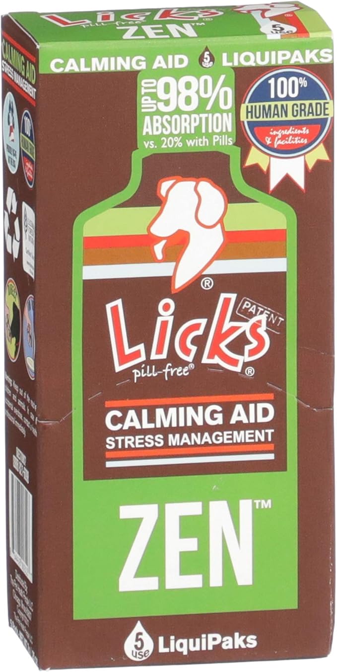 Zen Dog Calming - Calming Aid Supplements for Aggressive Behavior & Nervousness - Treats for Stress Relief & Dog Health - Gel Packets - Roasted Chicken Flavor, 5 Use