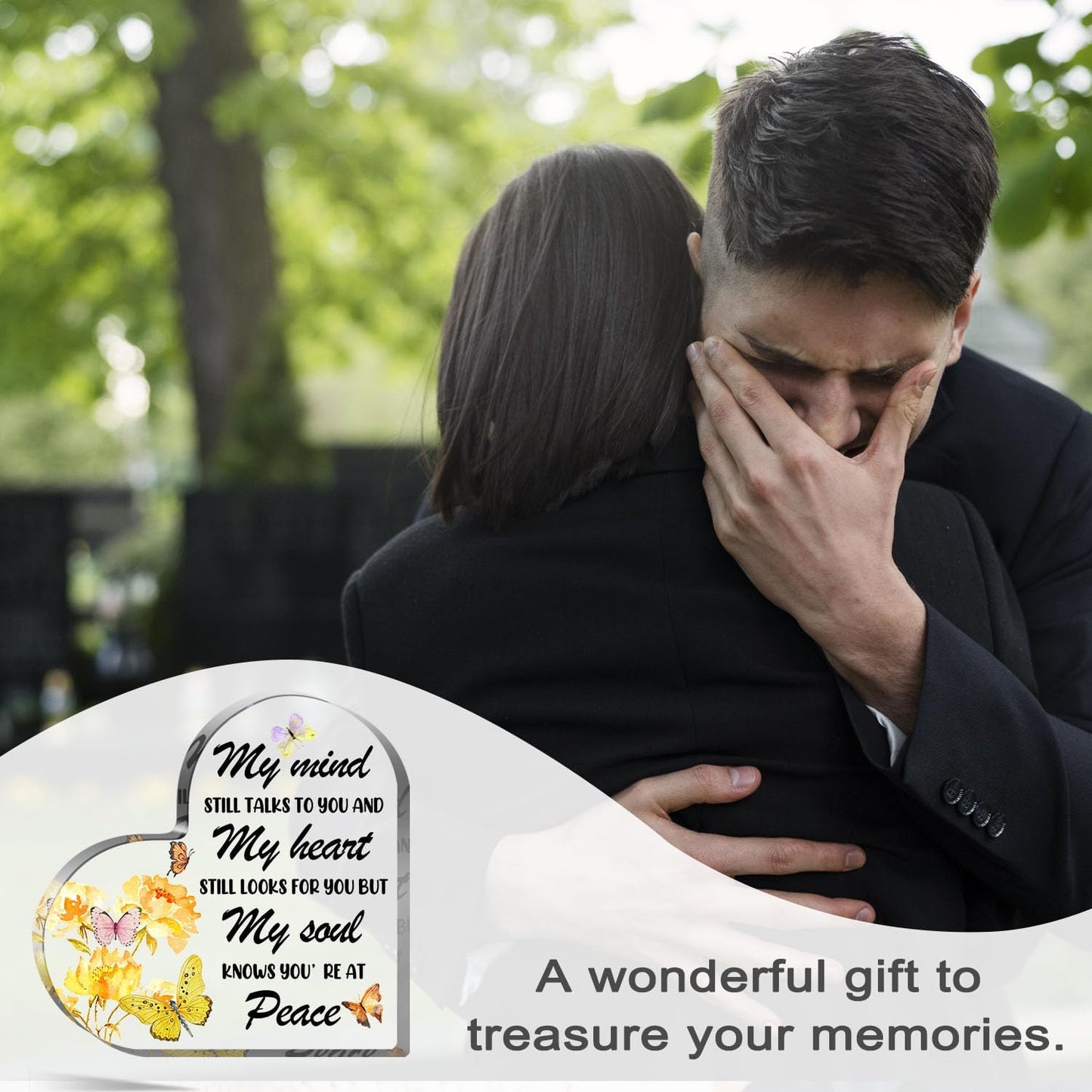 Sympathy Gifts, Acrylic Heart Shape Memorial Paperweight Remembrance Decorations for Loss of Loved One Loss of Mother Father Table Remembrance Gifts Bereavement Gift