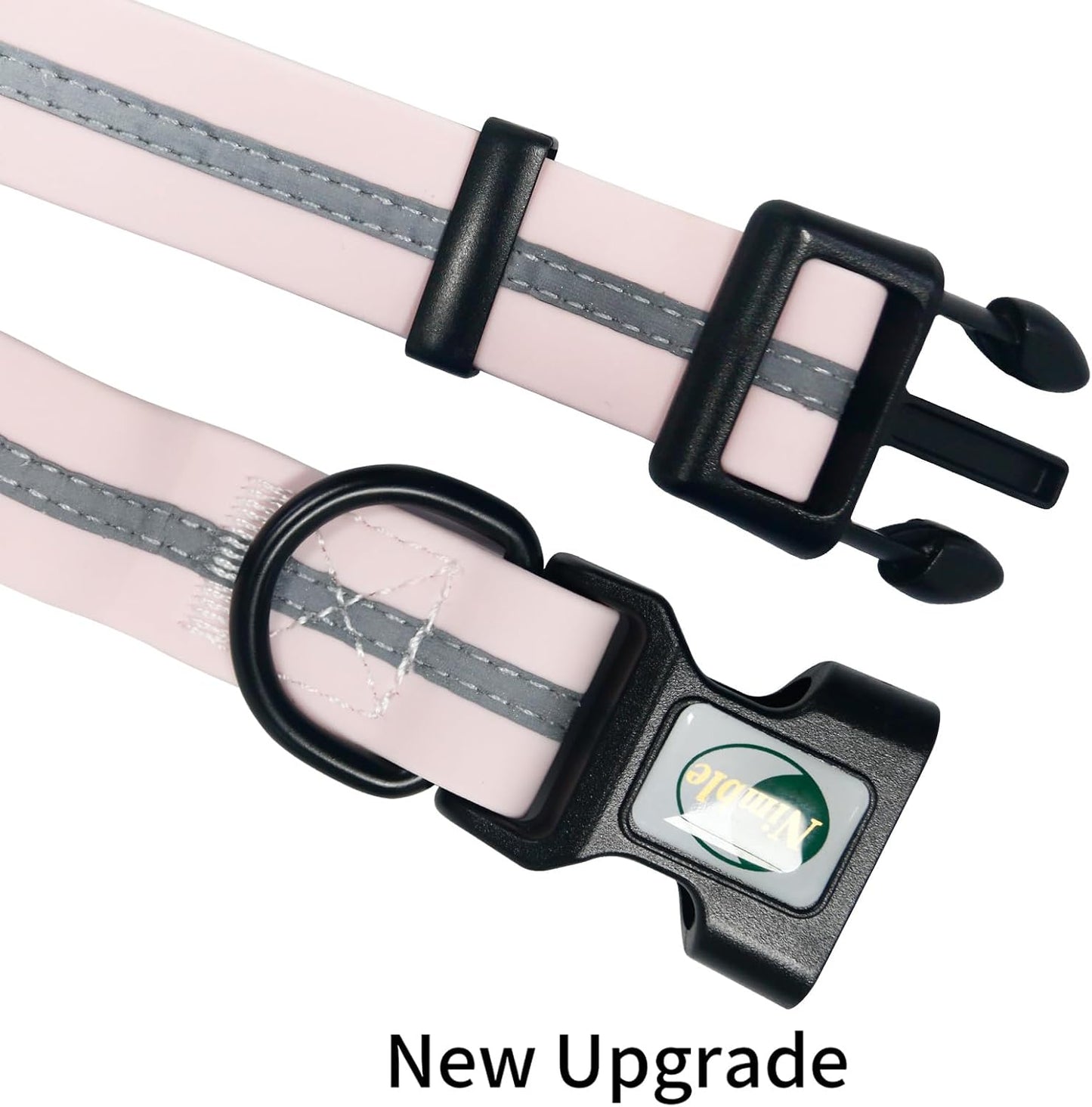 NIMBLE Dog Collar Waterproof Pet Collars Adjustable, Reflective, Durable Flex Poly Coated Nylon Basic Dog Collars 9 Colors in Size S/M/L (Light Pink, Large (15.35”-24.8”inches))