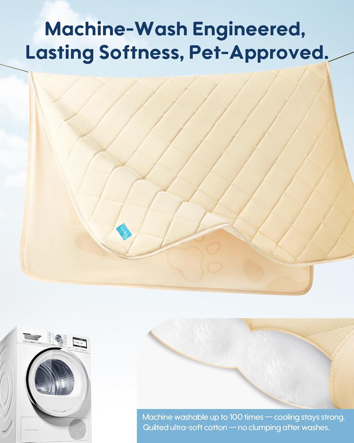 KASBAH Cooling Blanket for Dogs Waterproof Dog Blanket for Couch Bed Car Seat Washable Pet Blankets Reversible Design (Cool,Warm) Q-MAX>0.5 Dog Cooling Mat in 3 Sizes for Small, Medium & Large Dogs