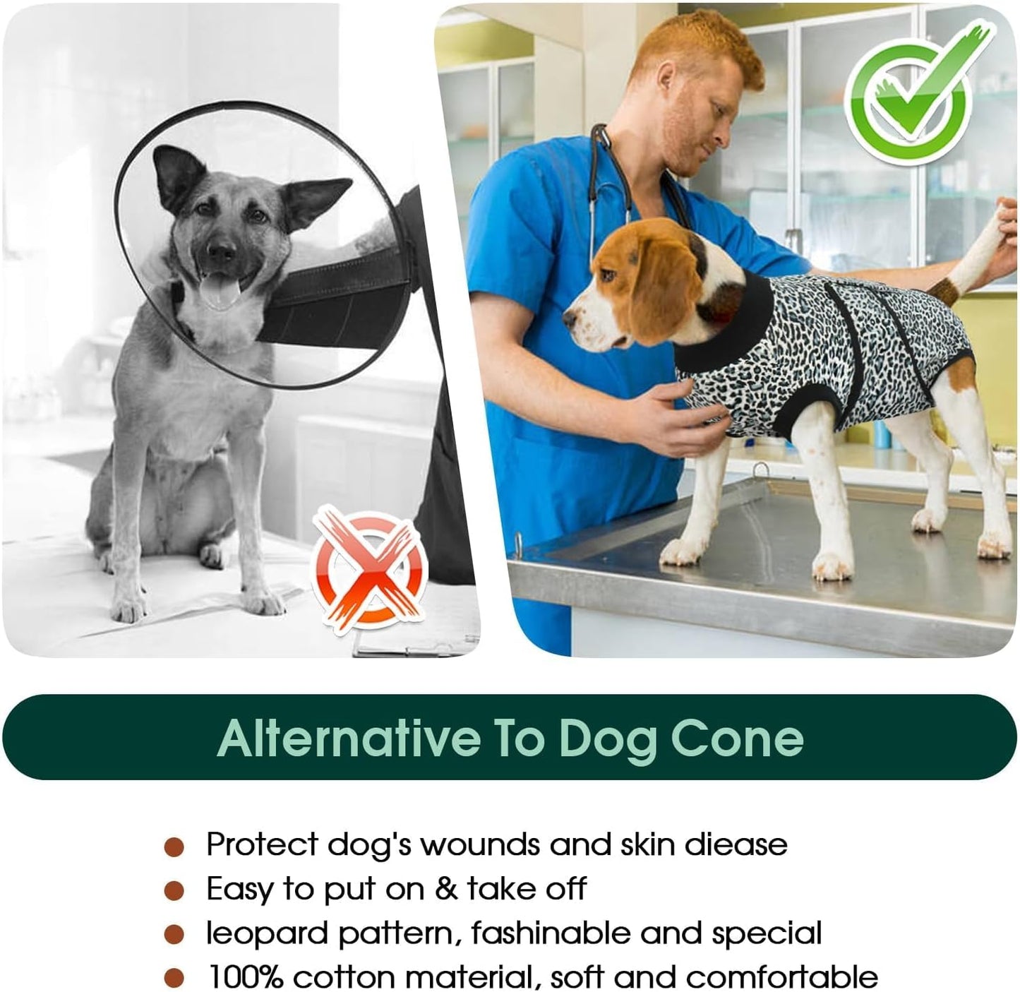 Kuoser Recovery Suit for Dogs, Comfy Dog Recovery Suit Female Doggie Onesie for Surgery, Post-Op Onesie for Female & Male Dogs, Soft Protective Wear, BlueLeopard XXL