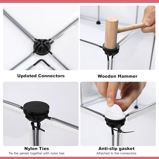 24 Panels Portable Small Animals Playpen,48"x 24"x 28" Transparent Pet Playpen,Portable Plastic Enclosure,Puppy Play Pen for Indoors Outdoor Pet Fence for Guinea Pigs,Bunny,Ferrets,Hamsters,Hedgehogs