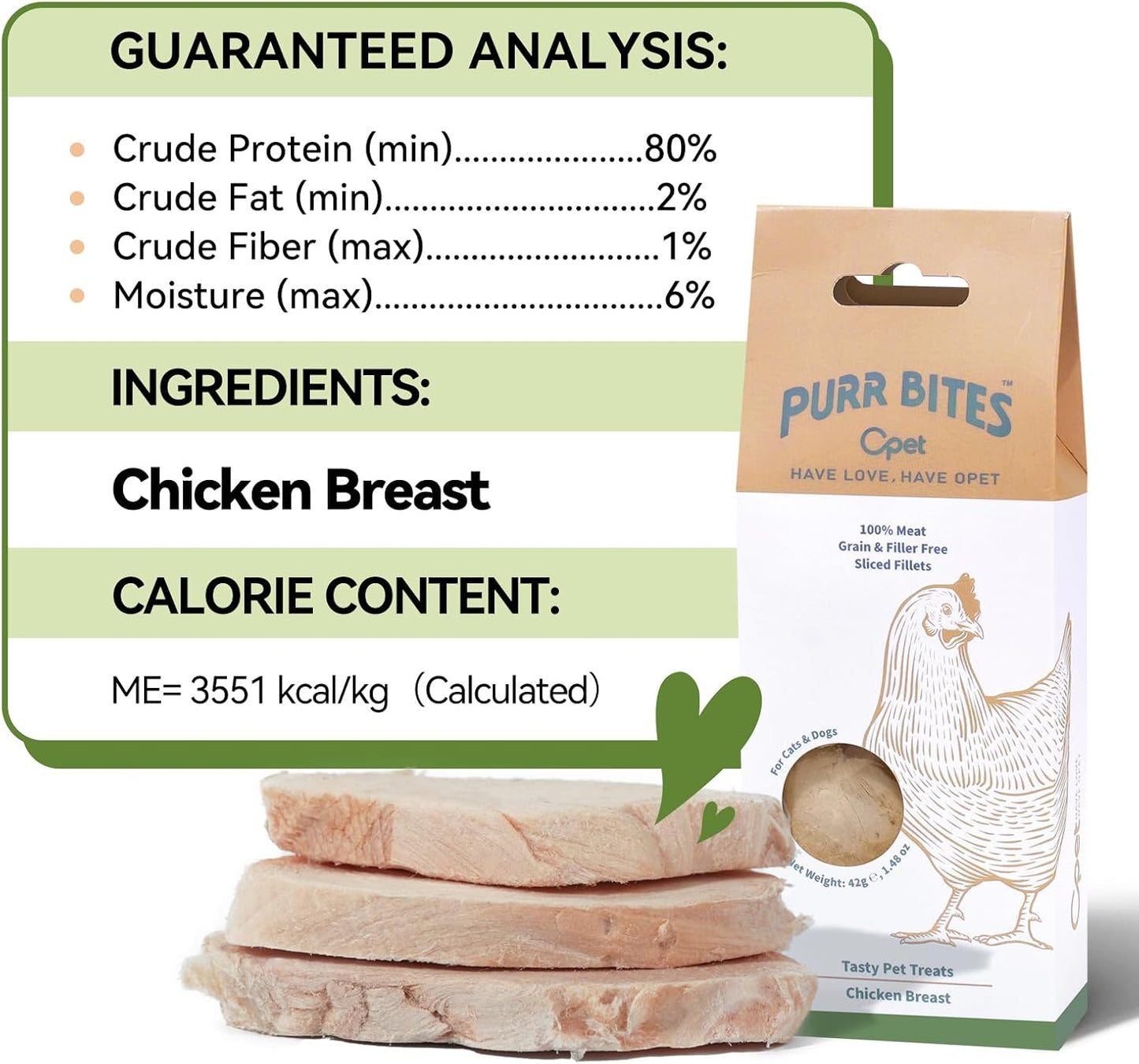 OPET Freeze Dried Chicken Cat Treats, Single Ingredient Grain Free High Protein Pet Food for Cats and Dogs, Healthy Training Snacks, Freeze Dried Cat Food (Chicken Breast, 5.92 Ounce)