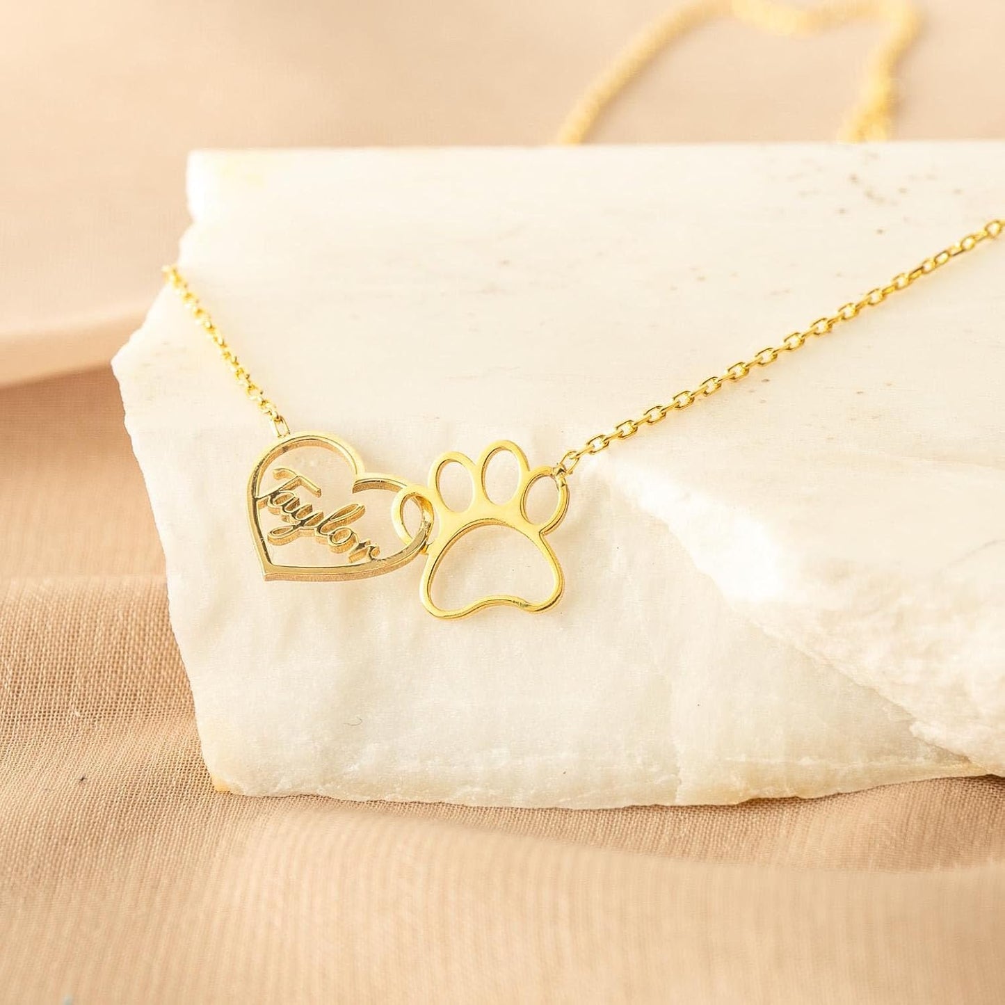 Customized Paw Print Necklace Personalized Pet Name Necklace Custom Engraved Dog Cat Paw Pendant Necklace Pet Memorial Gift for Pet Lovers