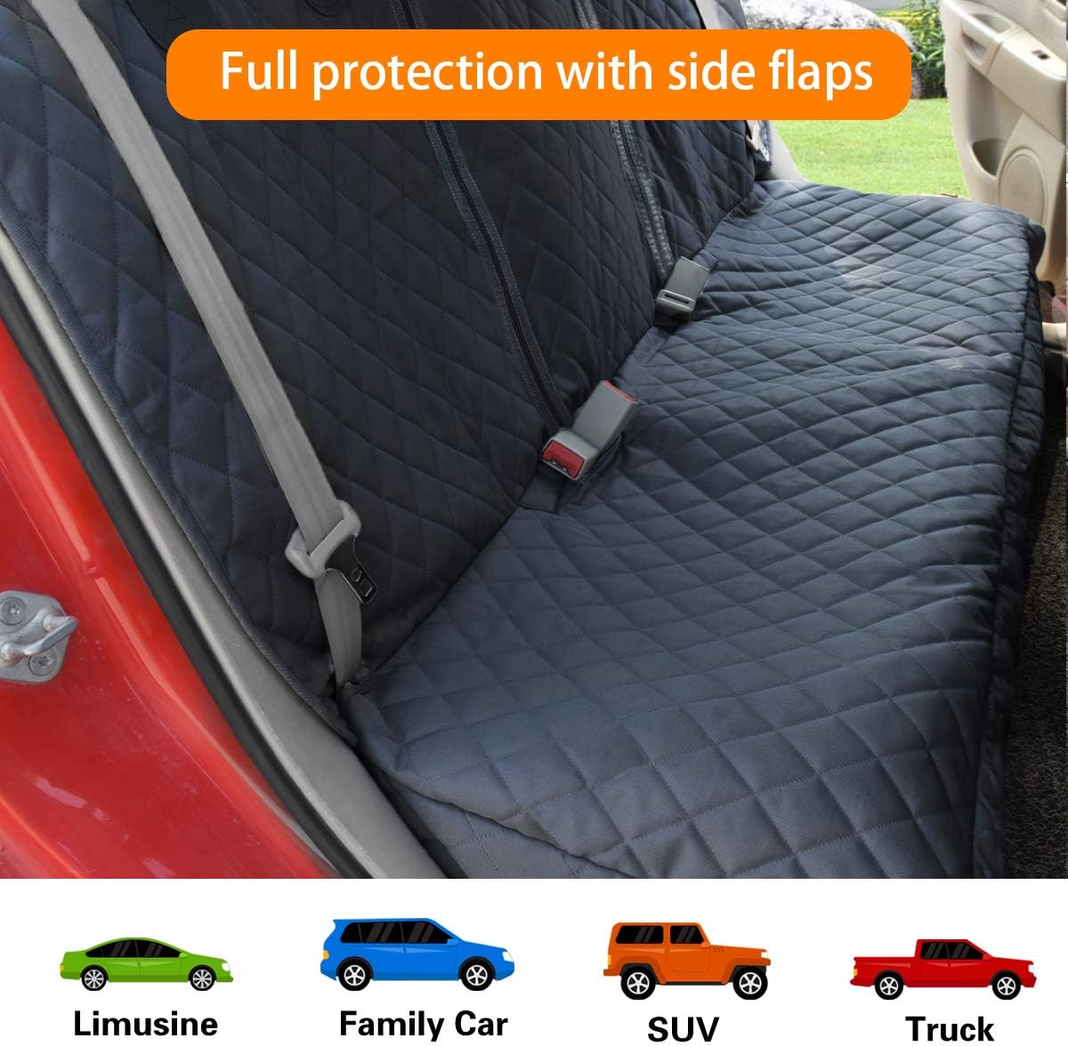 Honest Dog Car Seat Covers, Dog seat Cover with Side Flap for Cars, Trucks, and Suv's - Waterproof & Nonslip Pet Seat Cover for Backseat