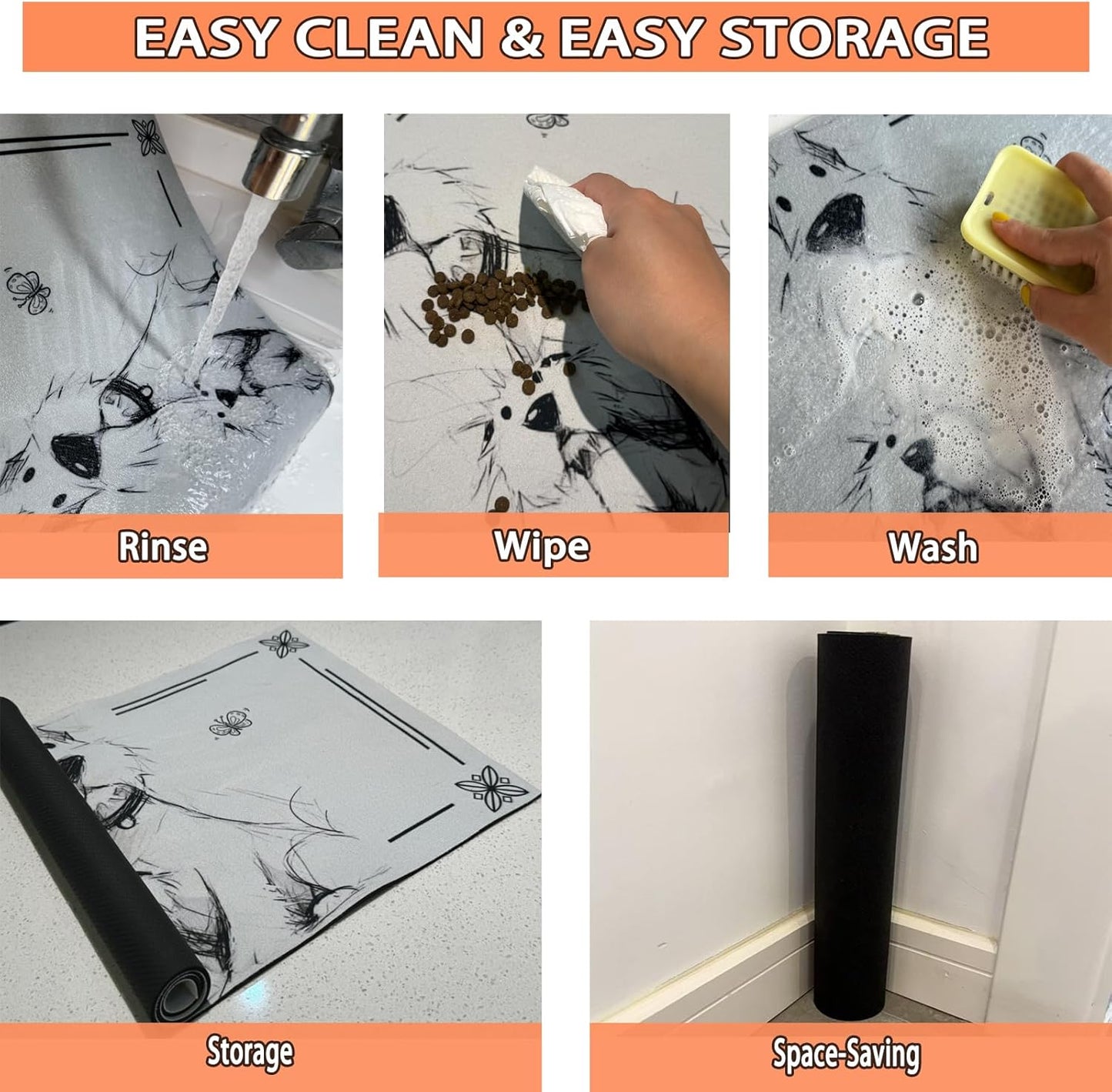 Pet Feeding Mat for Dogs and Cats - Super Absorbent Anti-Slip Bowl Pad, Eco-Friendly Washable Mat to Prevent Spills and Mess Yorkshire Mat 12"x20"