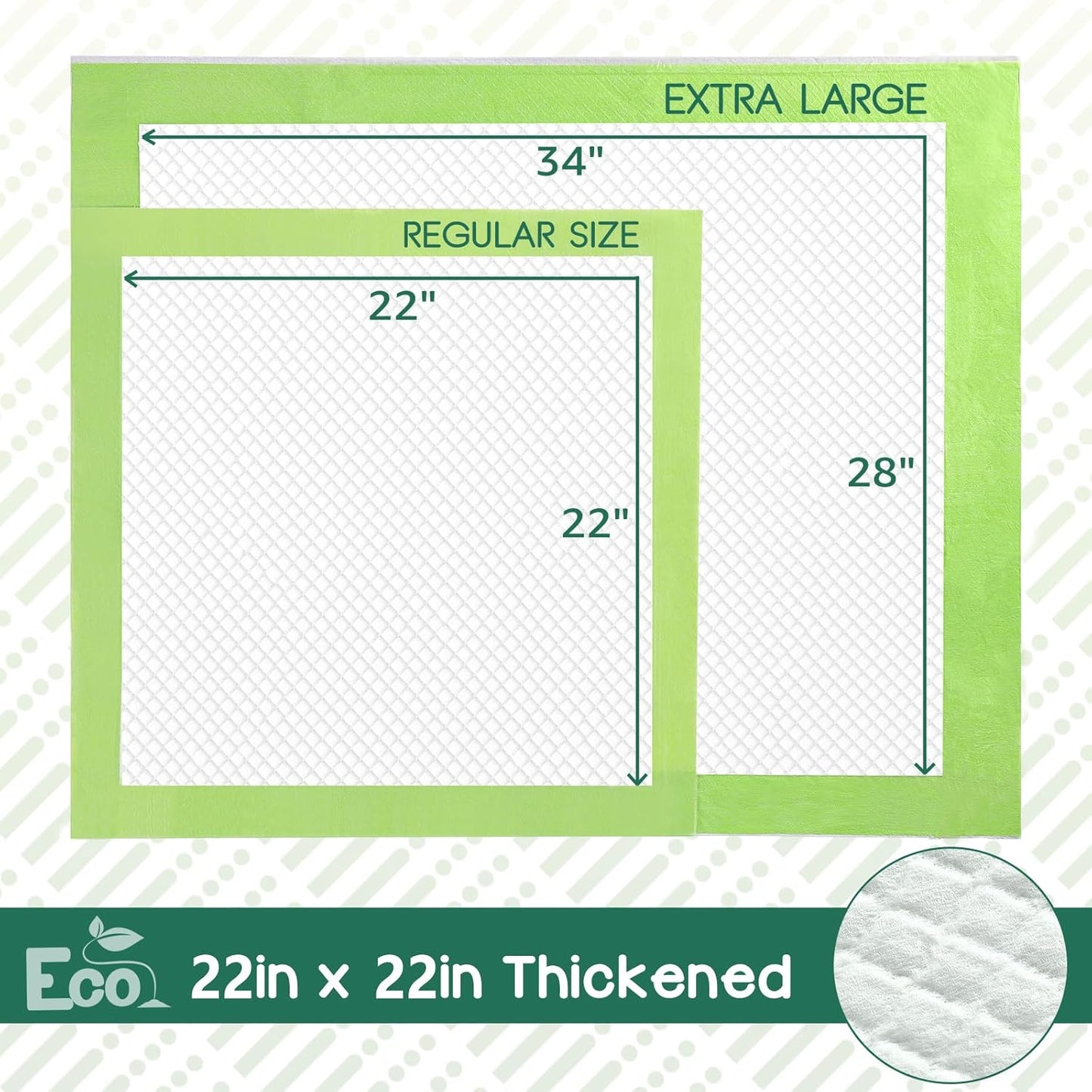 CROCI Puppy Pads 28x34in ECO Green Dog Pee Pads , Plant-Based Dogs Pads Absorbs Up to 7 Cups of Liquid, 5-Layer Leak-Proof & Quick Drying Pee Pads for Dogs, Disposable (40 Counts)