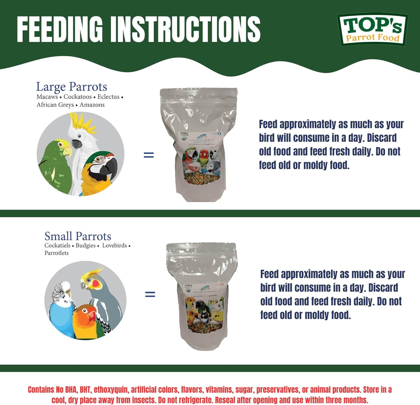 TOP's Parrot Food Marlene Mc'Cohen's USDA Certified Organic Signature Blend Bird Seed and Pellet Mix for Large Birds 2.