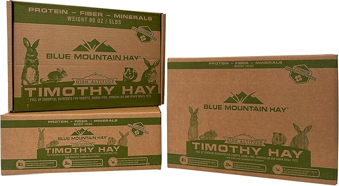 Blue Mountain Hay | Fresh Timothy Hay (10 Pounds) | Great for All Ages | High-Altitude Hay Pet Food for Rabbits, Guinea Pigs, Chinchillas, Hamsters, and Other Small Pets