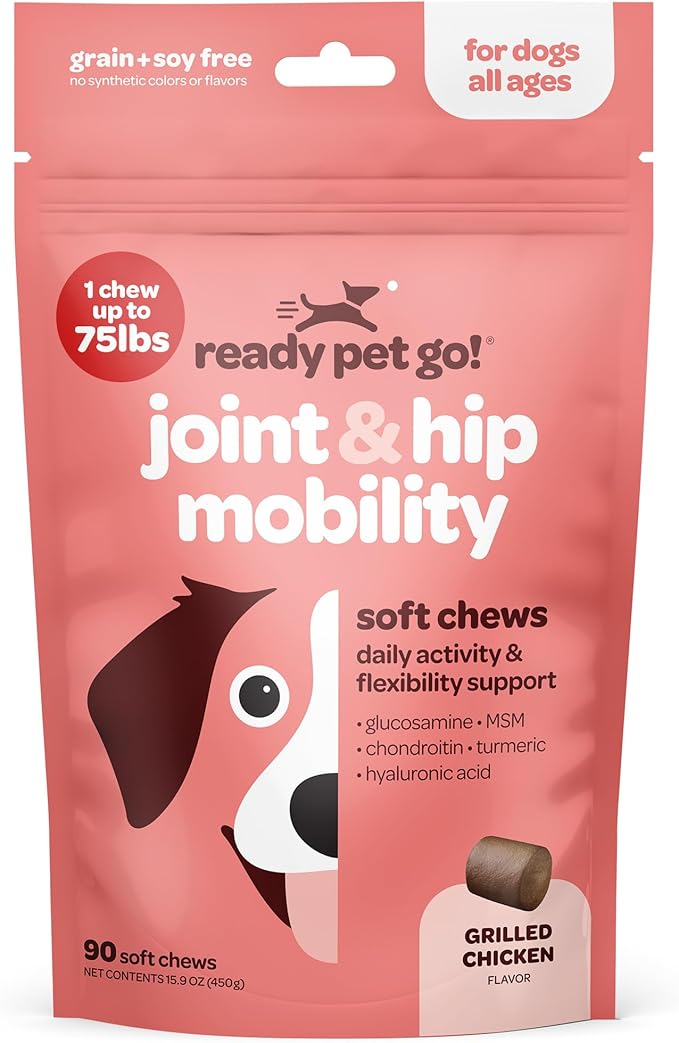 Hip and Joint Chews for Dogs | Dog Glucosamine Chews for Comfort & Mobility with Chondroitin MSM & Turmeric | Dog Joint Supplement for All Ages & Sizes | NASC Certified & Made in The USA | 90 Chews