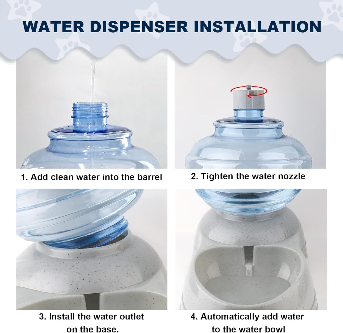 Water Dispenser Station for Large Dogs and Cats, 3 Gallon Large Capacity Gravity Automatic Water Feeder, Indoor Outdoor Dog Drinking Fountain, Dog Water Bowl for Multiple Pets, BPA Free