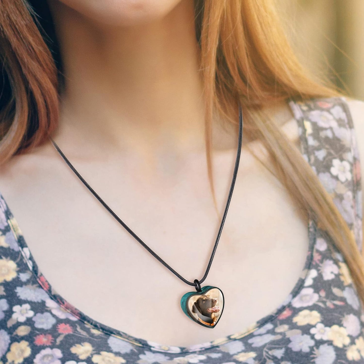 Farfume Personalized Pet Urn Necklace for Dog Cat Ashes Cremation Pet Memorial Customized Photo Text Engraving Pendant Keepsake Funeral Jewelry