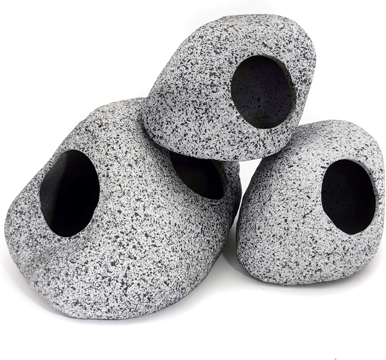 JIH Aquarium Decorations Rock, Ceramic Shelters - Shrimp Habitat, Breeding Tube, Hiding cave, Stackable Fish Tank Decor Cave for Hiding, Betta Fish (J101+J001x2)