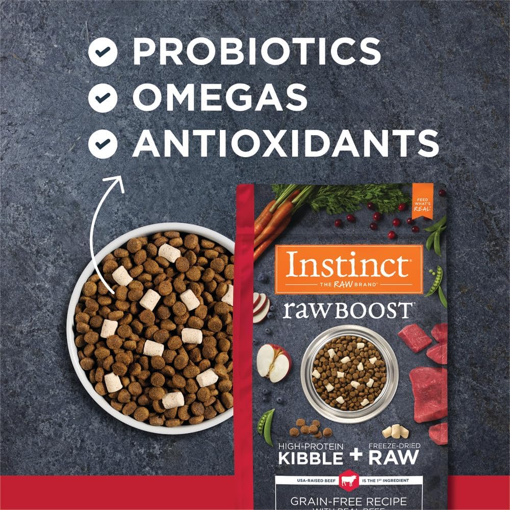 Instinct Raw Boost, Natural Dry Dog Food with Freeze Dried Pieces, High Protein, Grain Free Recipe - Real Beef, 3.5 lb. Bag
