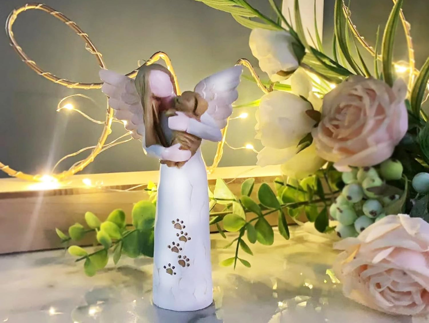 Dog Memorial Gifts for Loss of Dog, Pet Memorial Gifts, Resin Angel Statues,Sculpting Angels,Pet Sympathy Gifts(White)