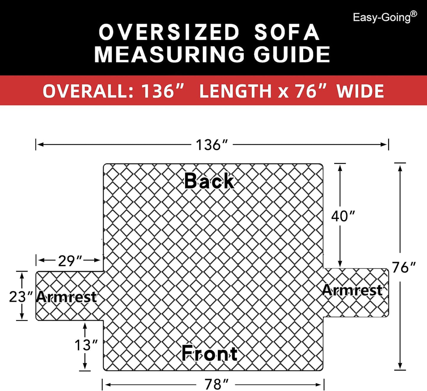 Easy-Going Reversible Oversized Couch Cover for 3 Cushion Couch Sofa Cover for Dogs Water Resistant Furniture Protector Cover with Foam Sticks for Pet Cat (Oversized Sofa, Black/Black)