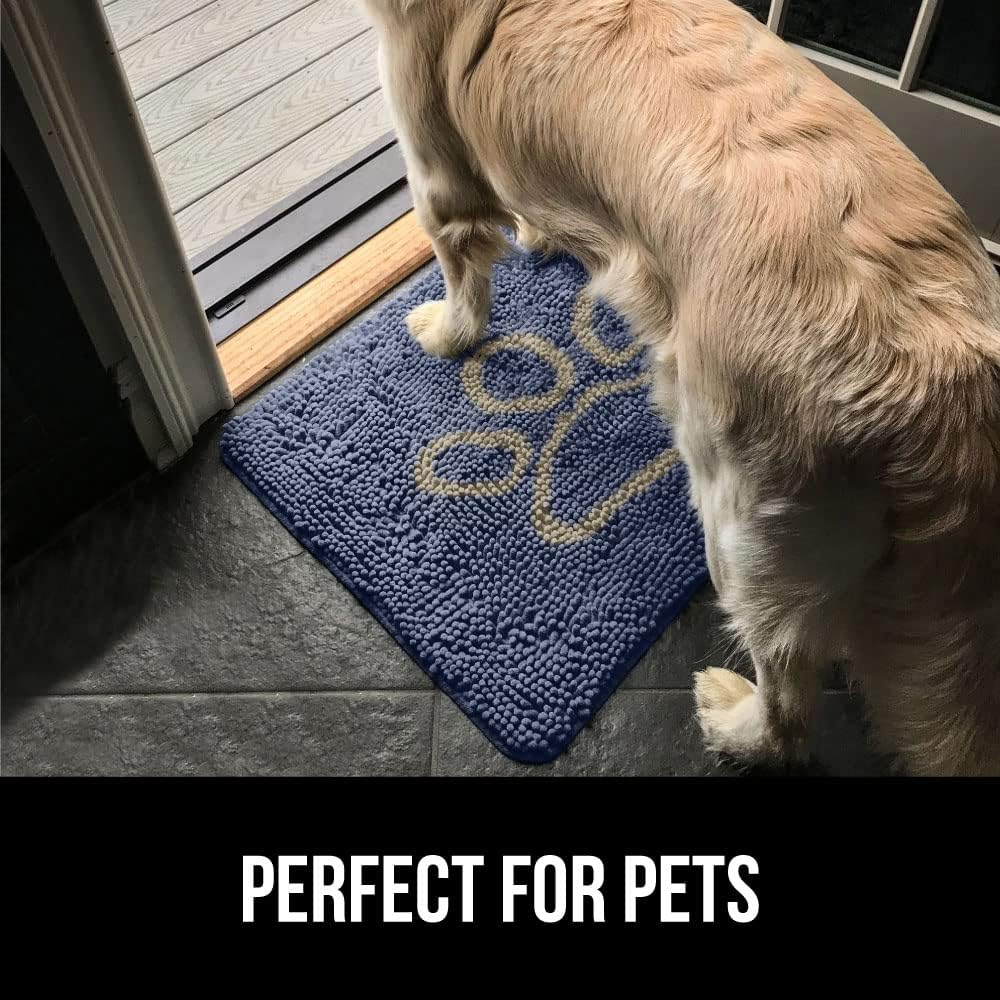 GORILLA GRIP Dog Doormat, Absorbent Doormats for Muddy Dogs Paws, 36x24 Machine Washable Soakstopper Rugs, Cleaner Floors, US Designed Pet Bed Door Mat, Indoor Entrance Pets Rug, Navy