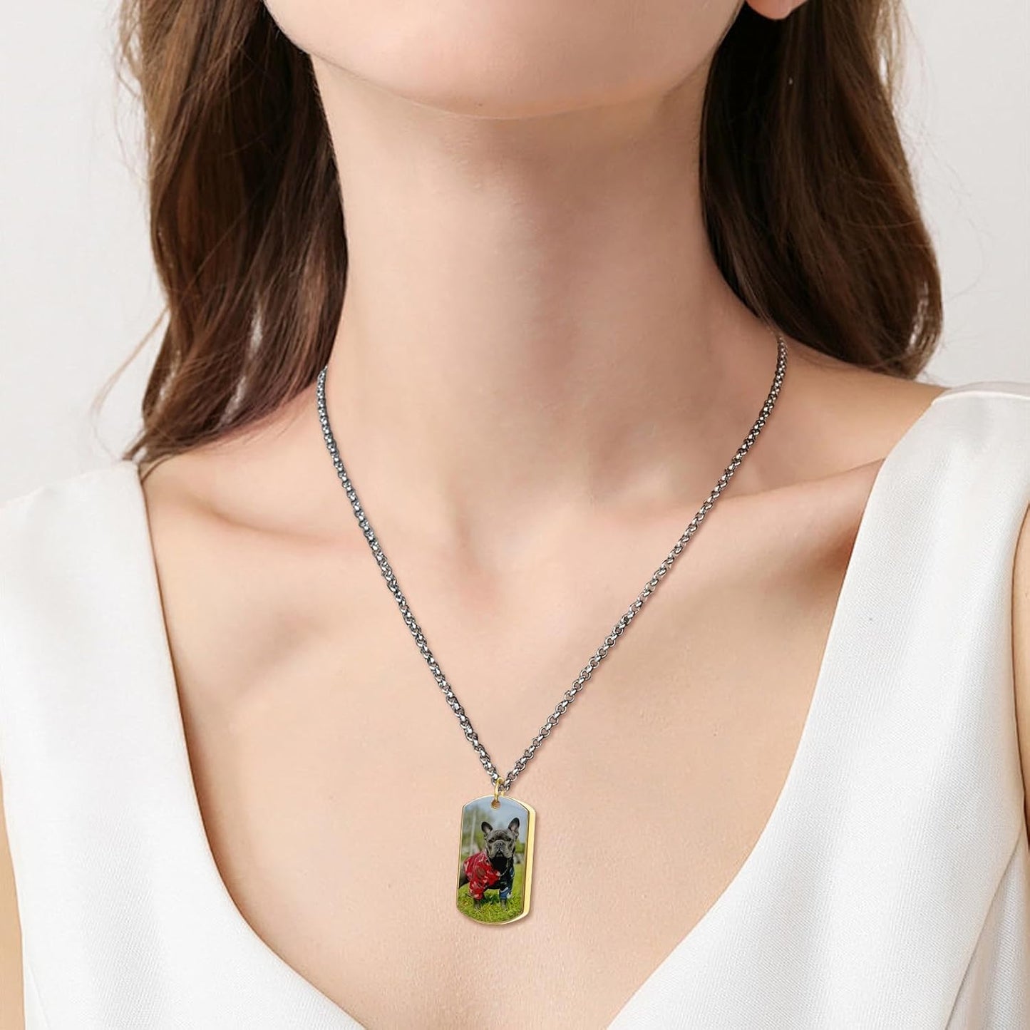 Funnylife Personalized Pet Urn Necklaces for Dog Cat Ashes Custom Photo Text Stainless Steel Cremation Jewelry Pet Loss Memorial Gift