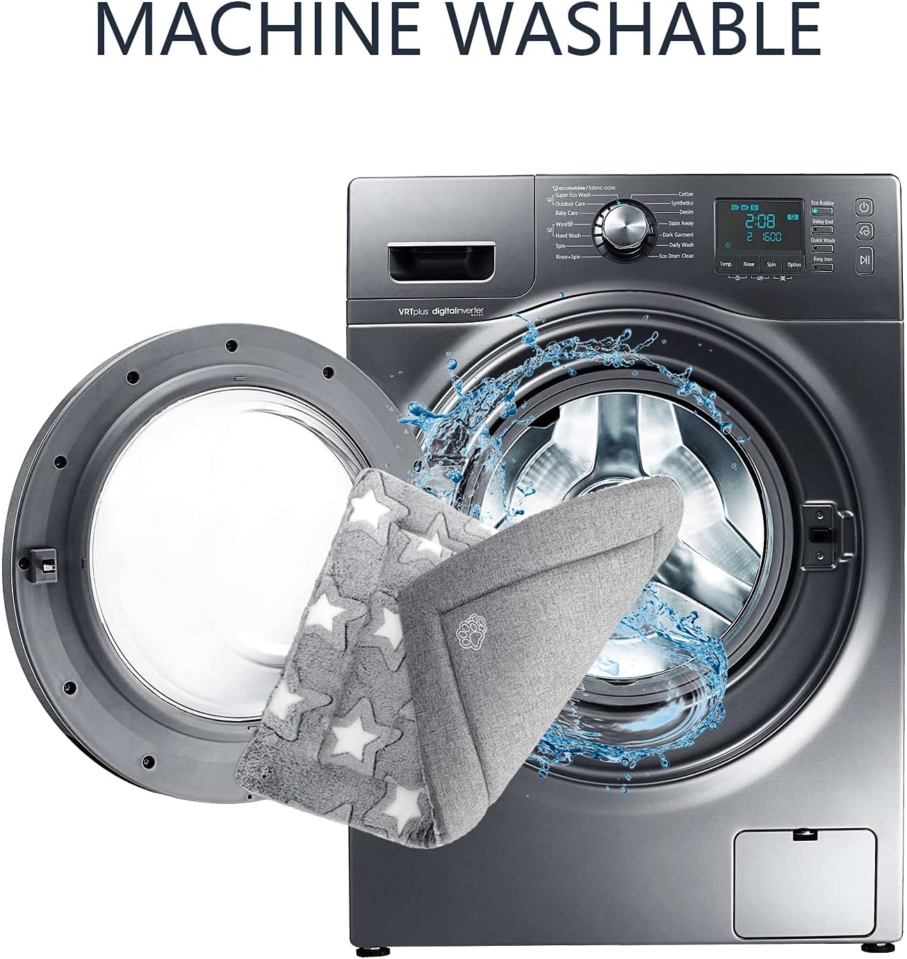 EMPSIGN Dog Crate Pad - Reversible Kennel Mat (Cool & Warm), Machine Washable, Cozy Star Pattern Sleeping Pad for Small Medium Large Dogs, All-Season Pet Bed, Suitable for 24"x18" Dog Crate, Grey