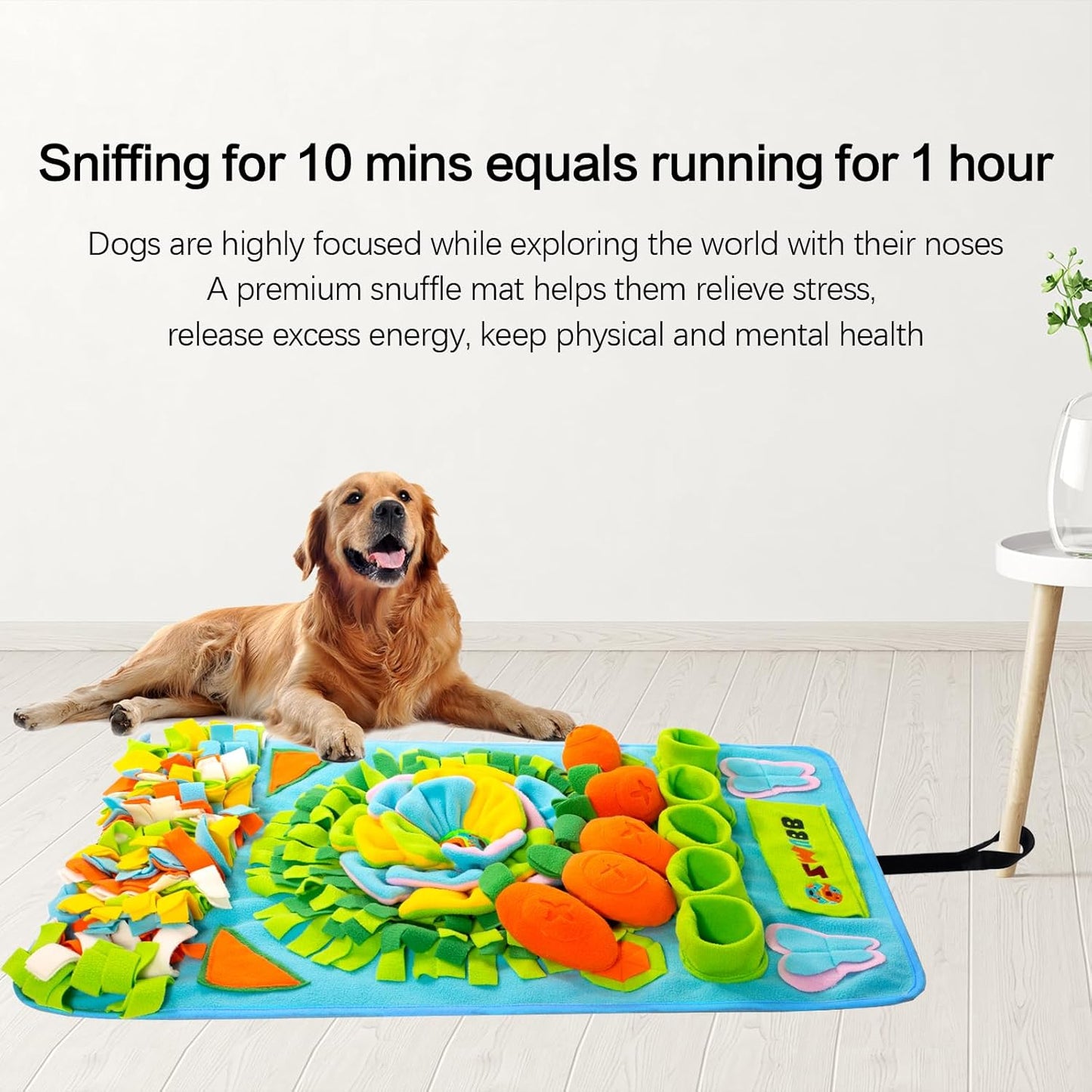 Pet Snuffle Mat for Dogs Sniff Mat Nosework Feeding Mat Slow Feeder Interactive Dog Puzzle Toys for Training and Stress Relief Encourages Natural Foraging Skills (31''x19''(Blue))
