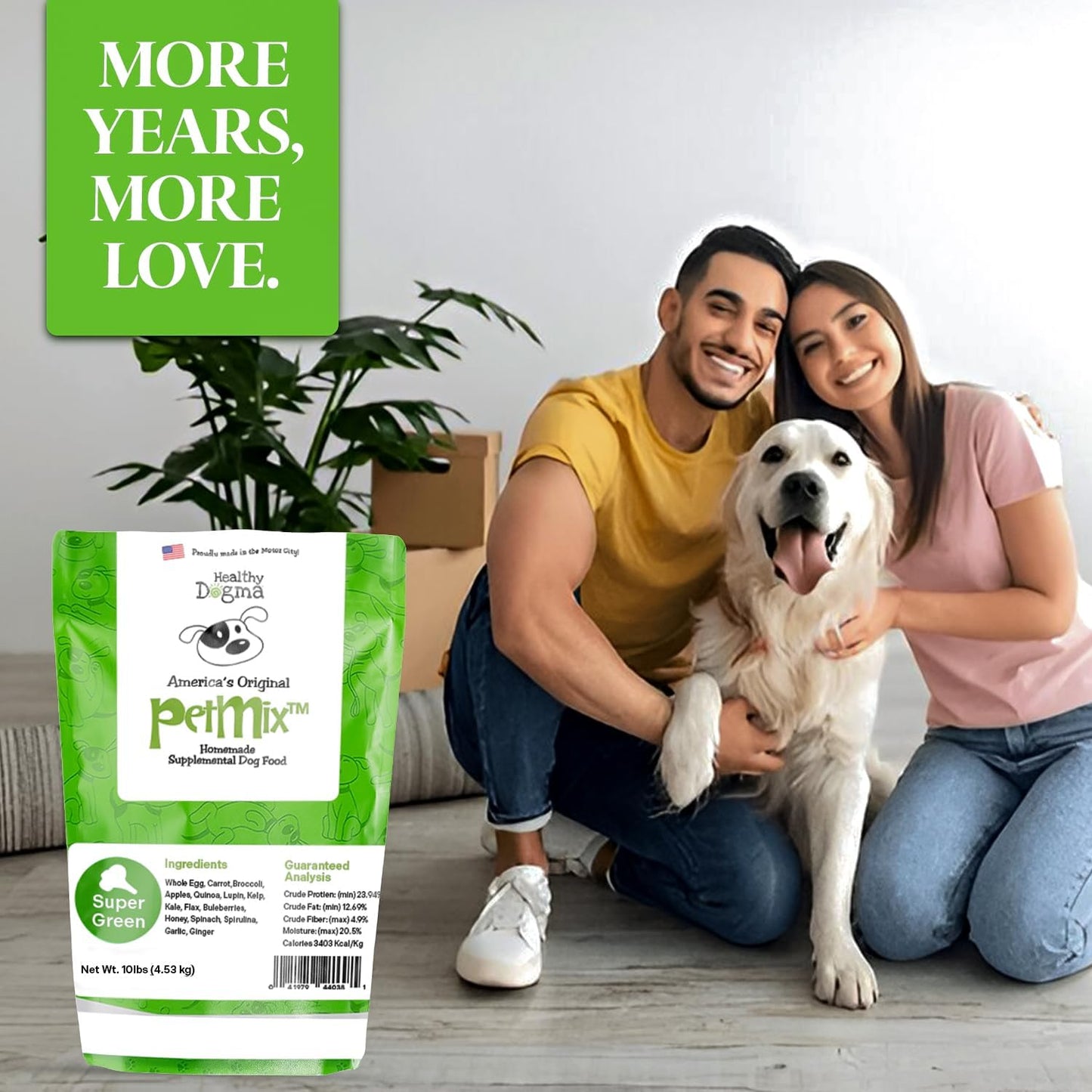 Healthy Dogma - PetMix Dehydrated Dog Food, Clean Ingredient Food - No Preservatives, Homemade Dog Food (Super Green, 10 lbs)