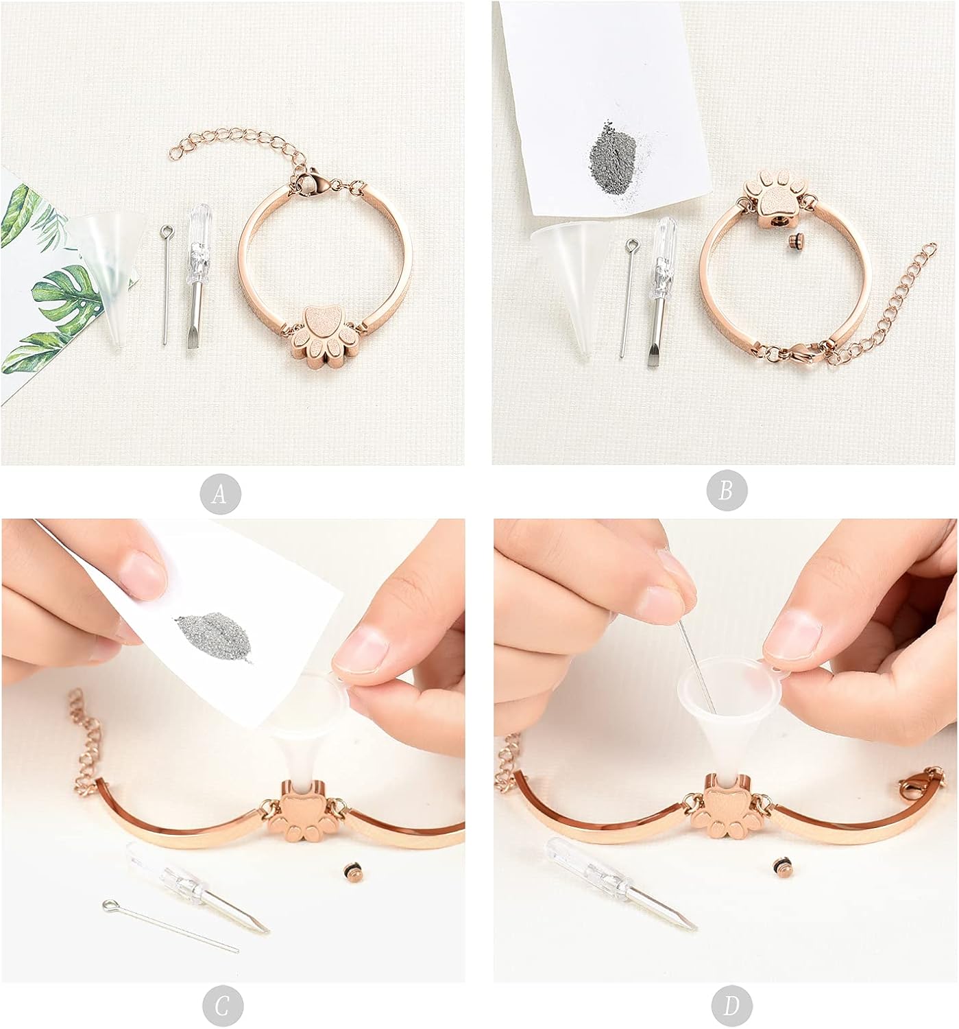 Pet Urns For Dogs/Cats - Pet Ashes Necklace - Paw Print Urn Necklace with Mini Keepsake Urn Memorial Ash Jewelry