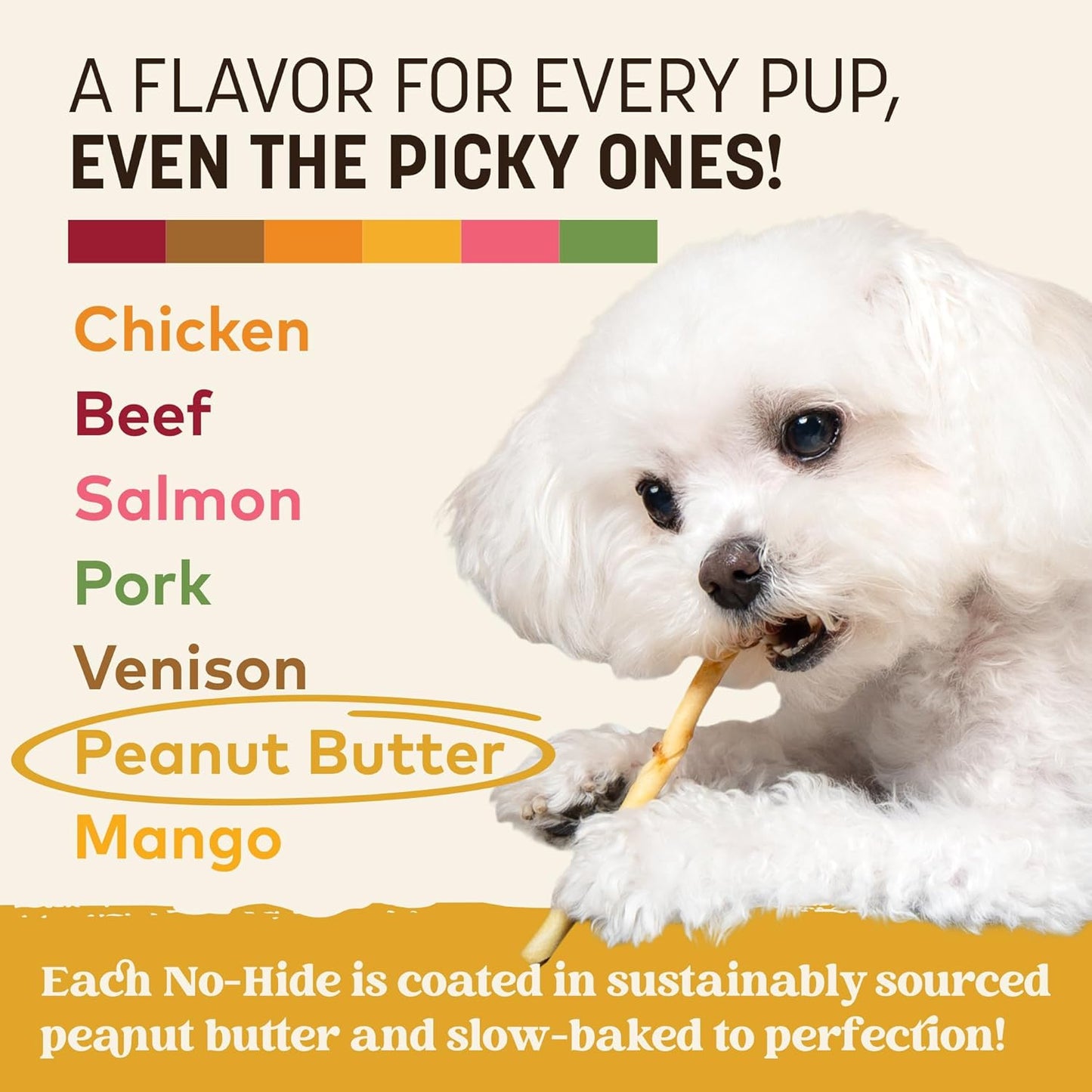 Earth Animal No-Hide Stix Peanut Butter Recipe Natural Rawhide Alternative Dog & Cat Chews - 80 Count Extra Value Pack