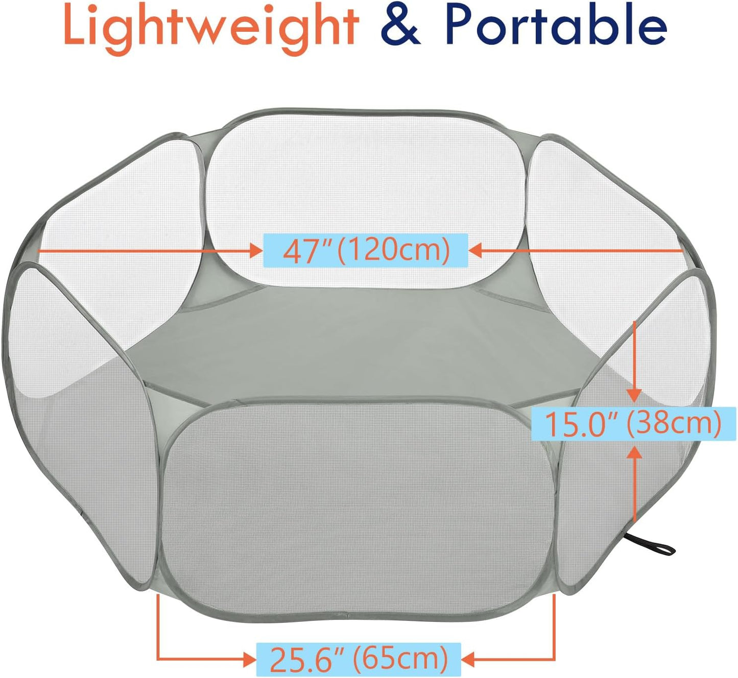 Pawaboo Small Animals Playpen, Waterproof Small Pet Cage Tent with Strong Steel Wire Frame, Portable Outdoor Yard Fence for Chick/Kitten/Puppy/Guinea Pig/Rabbits/Hamster/Chinchillas, Gray