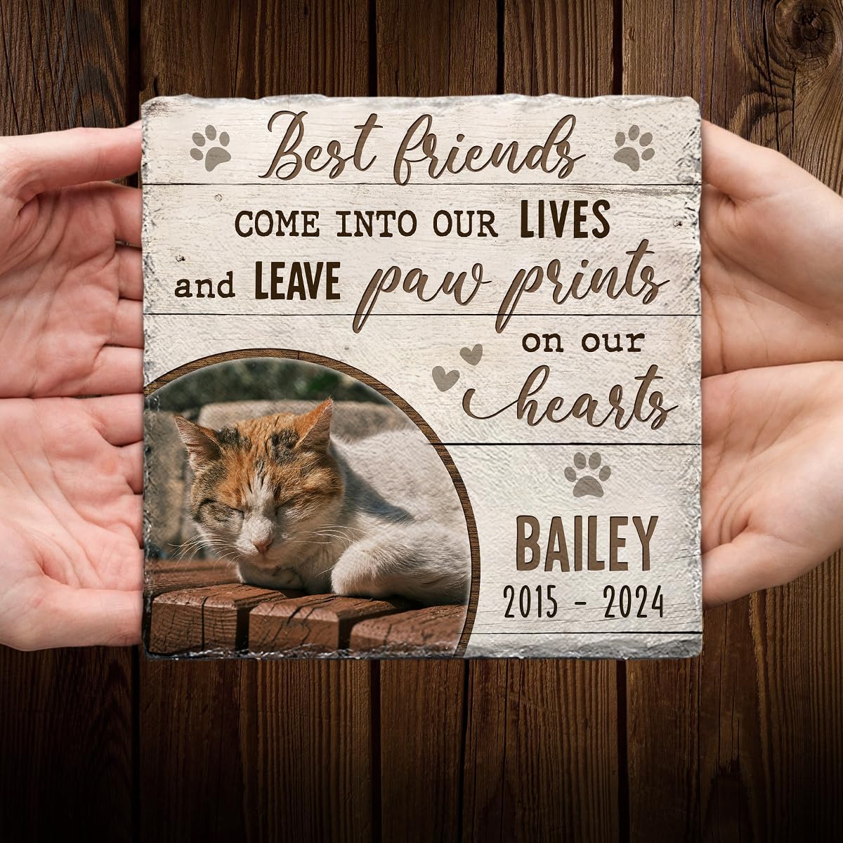 Custom Memorial Stones for Cats - Personalized Cat Loss Gifts: Square Tombstones for Graves - Pet Remembrance Gift