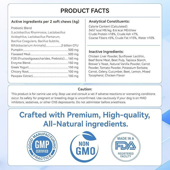 200 PCS Probiotics for Dogs - Dog Probiotic Chews for Gut Health, Digestive Support & Itchy Skin Relief Pet Diarrhea Gas Treatment - Probiotics, Digestive Enzymes, Prebiotics, Pumpkin