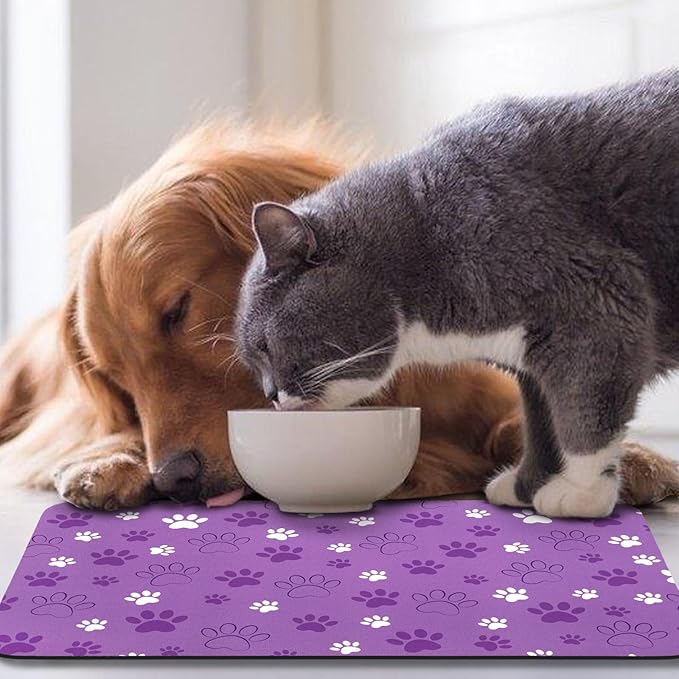 Dog Food Mat, Absorbent Water Bowl Mats Cat Pet Feeding Placemats 17 * 30 inch