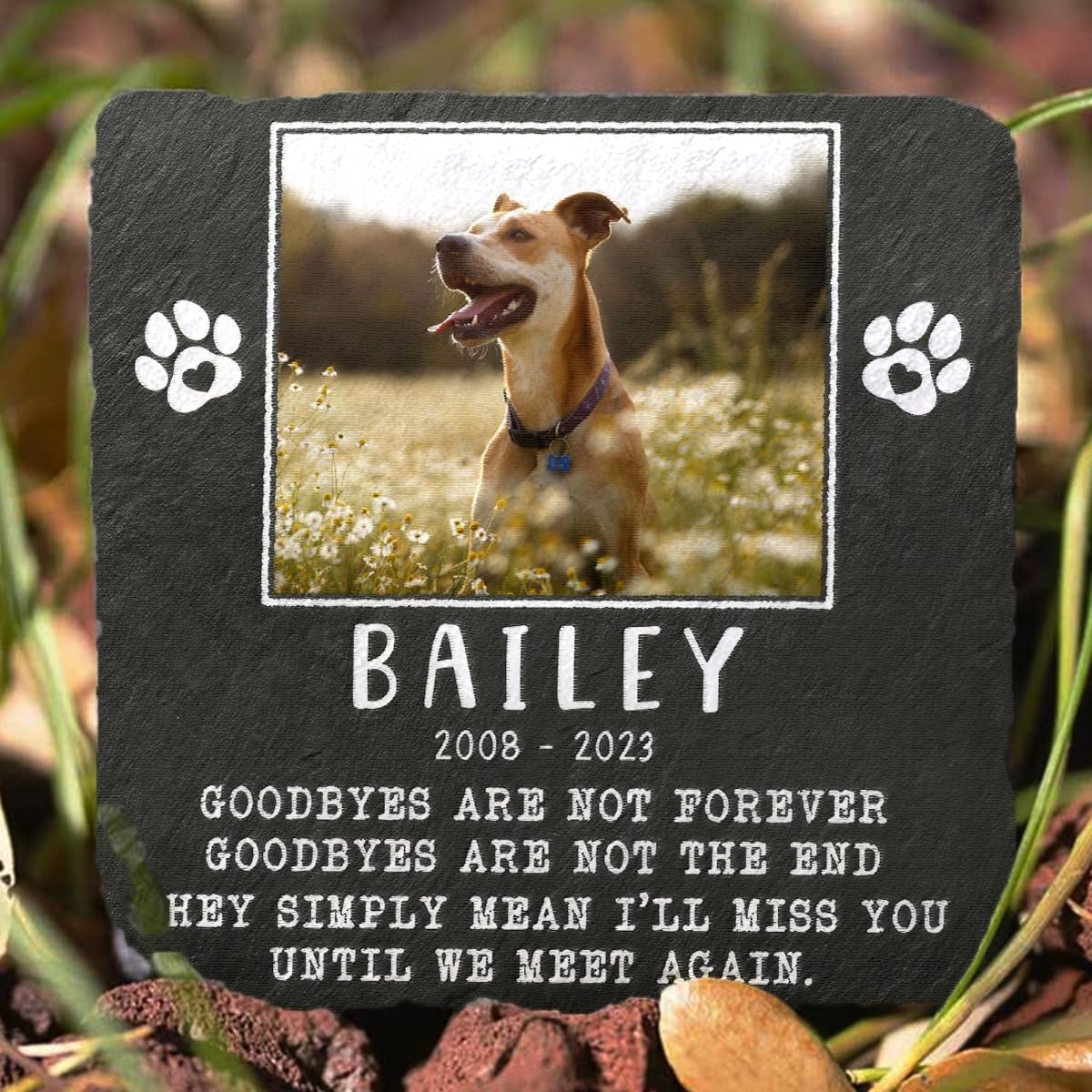 Personalized Pet Memorial Stones for Dogs, Cats - Square Shaped Dog Memorial Gifts for Loss of Dog Sympathy Gift - Dog Bereavement Gifts for Loss of Pet - Grave Decorations for Cemetery