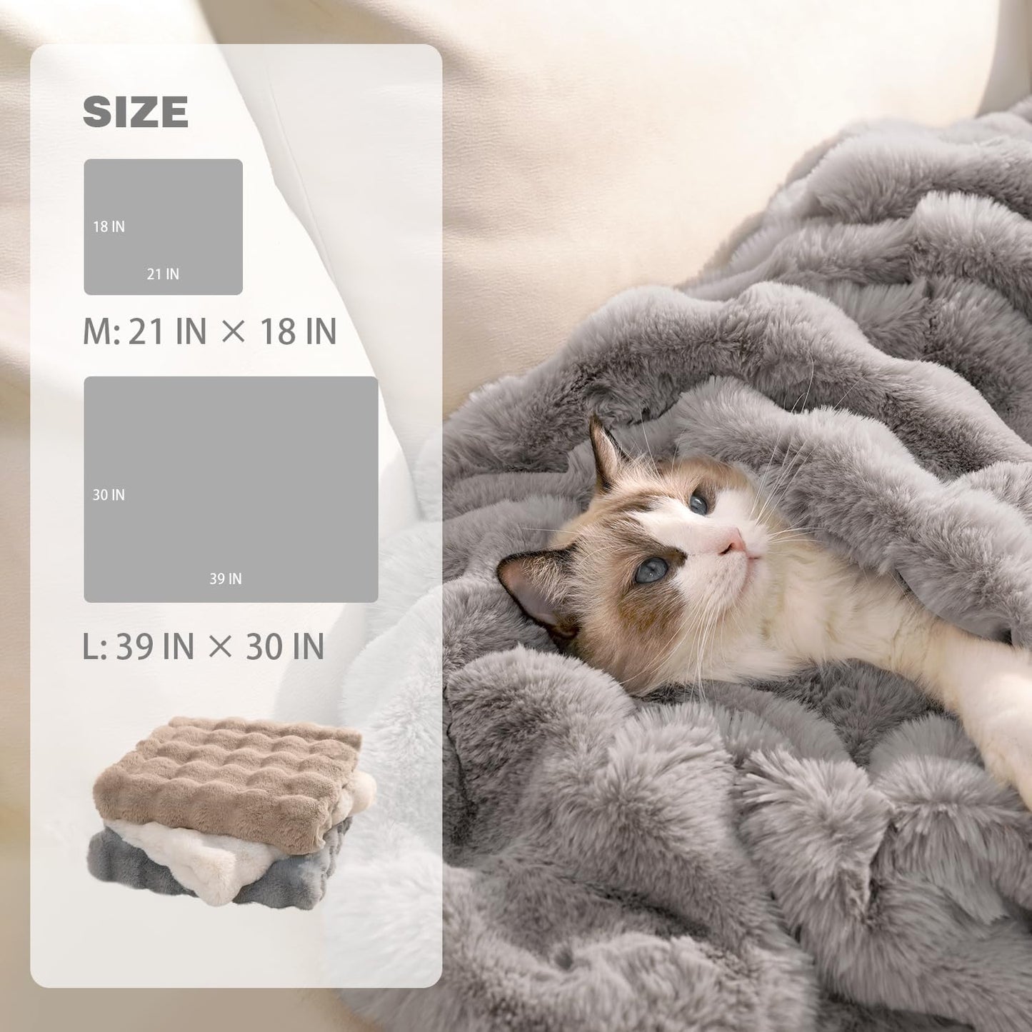 Dog Blanket Ultra Soft Fuzzy Faux Fur Cat Blankets for Indoor Cats Ultra Soft Plush Faux Fur Machine Washable Reversible Pet Throw Protector for Couch Furniture 28"X 22" Grey