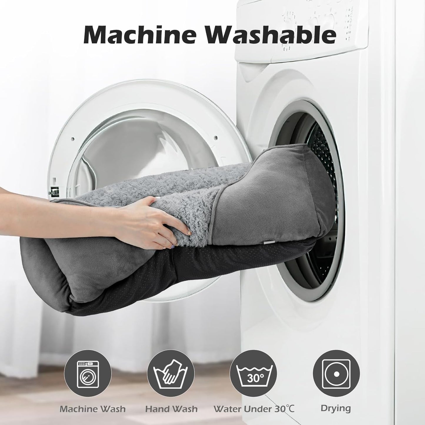 INVENHO Medium Dog Bed Rectangle Washable Orthopedic Soft Calming Sleeping Durable Pet Cuddler with Anti-Slip Bottom