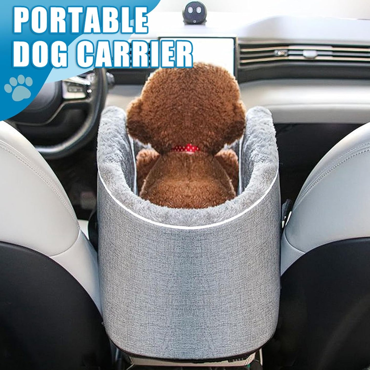 Car Seat Booster for Small Dogs and Cats – Portable Pet Travel Bag Under 30lbs, Washable Car Seat with Safety Belt and Storage Pockets (Grey)