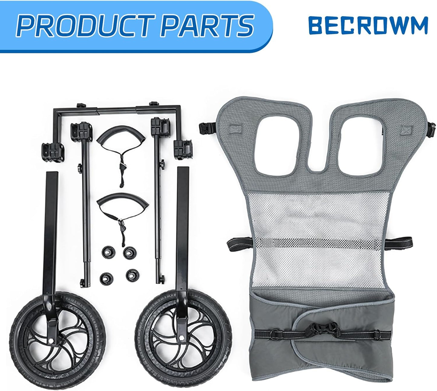 Dog Wheelchair for Back Legs, Light Weight Dog&Cat&Pets Wheelchair Cart with Disabled Hind Legs Walking, Adjustable Doggy Wheelchair Cart with Wheels for Back Legs