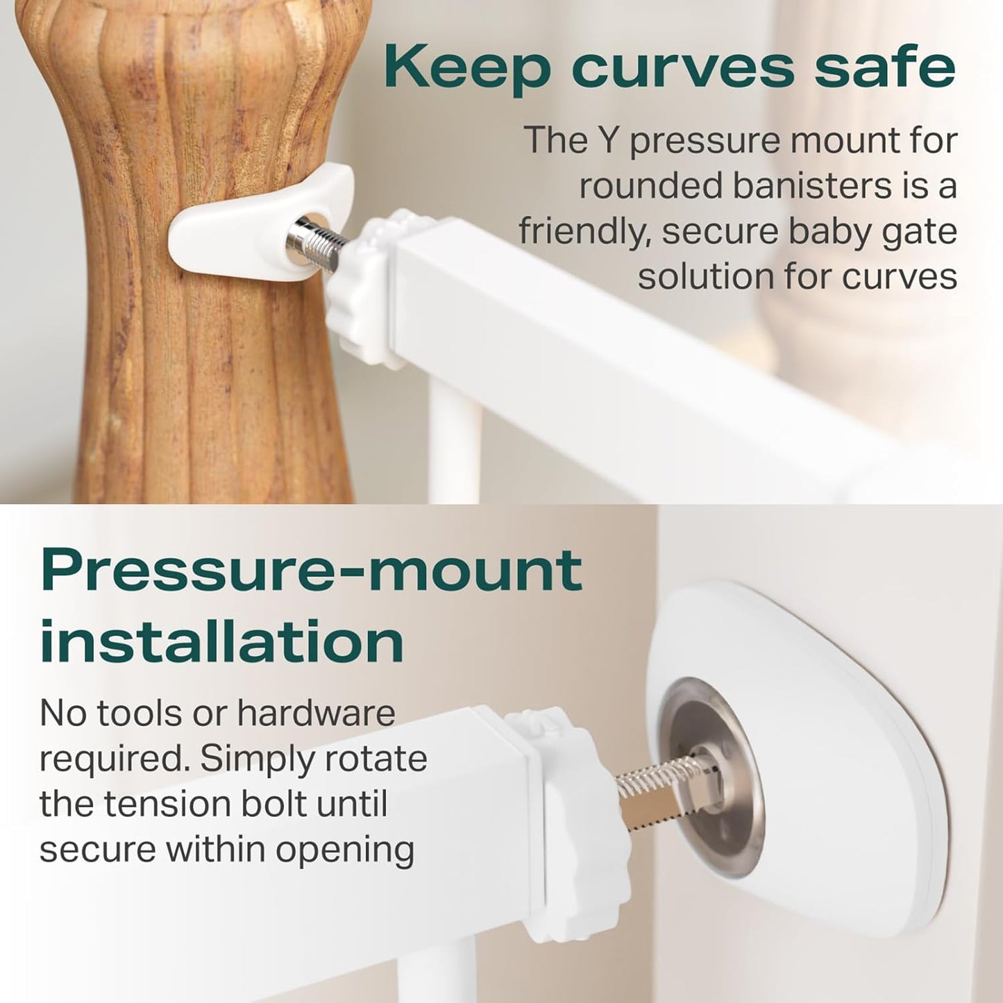 Cumbor 2 Pack 29.7-40.6" Baby Gate for Stairs, Mom's Choice Awards Winner-Auto Close Dog Gate for doorways, Pressure Mounted Pet Gates Indoor, Easy Walk Thru Wide Safety Child Gate for Dog, White