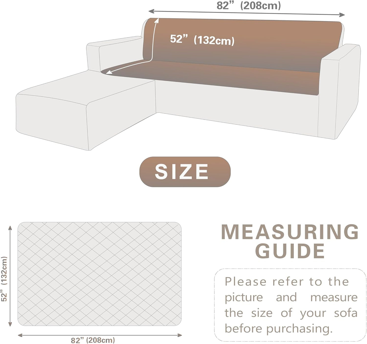 Dogs/Cats Bed Mats, Dog Pad Washable Removable Couch Cover with Anti-Slip Back, Plush Long Fur Mat, Perfect for Small, Medium and Large Dogs.(Brown, 52"x82")