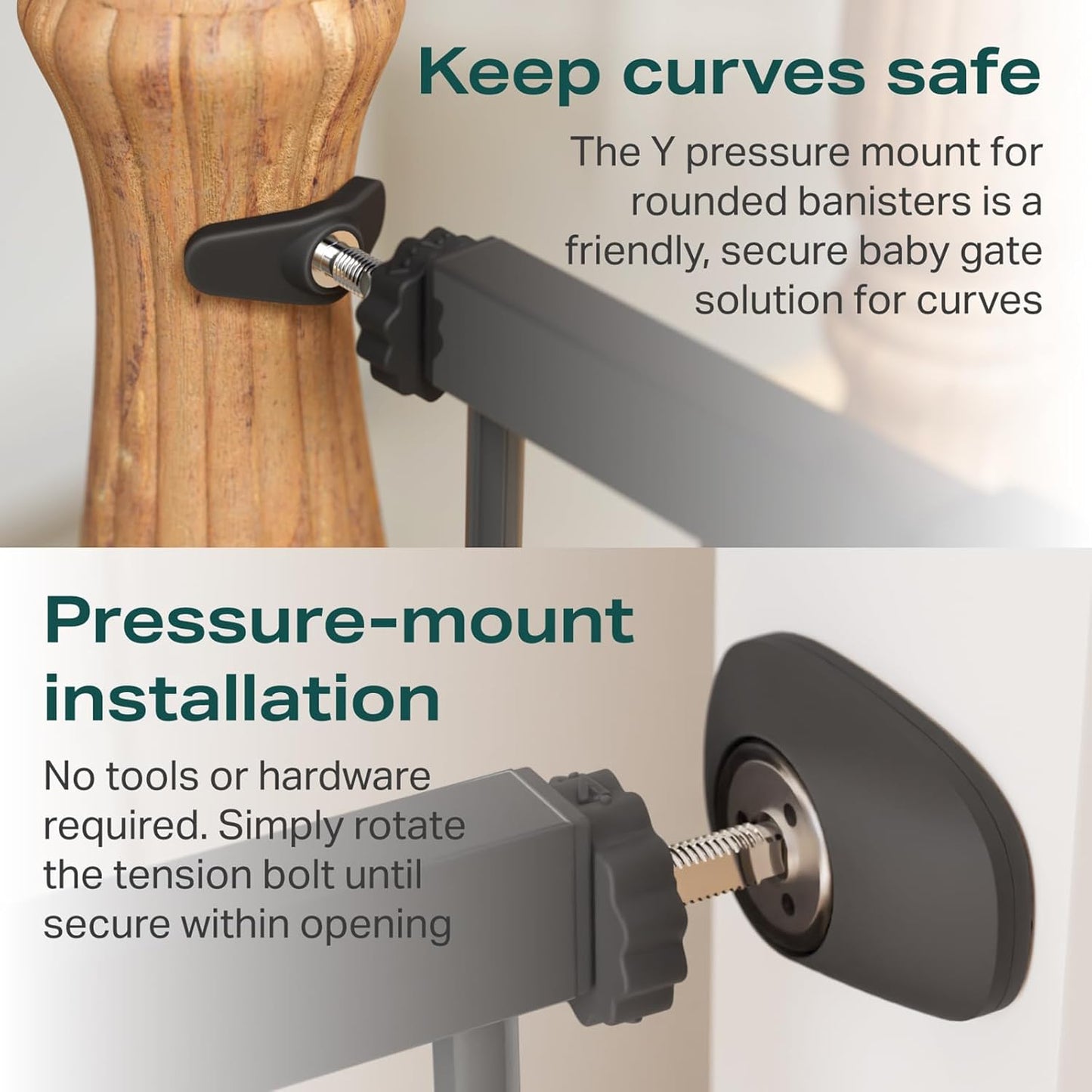 Cumbor 2 Pack 29.7-40.6" Baby Gate for Stairs, Mom's Choice Awards Winner-Auto Close Dog Gate for doorways, Pressure Mounted Pet Gates Indoor, Easy Walk Thru Wide Safety Child Gate for Dog, Black