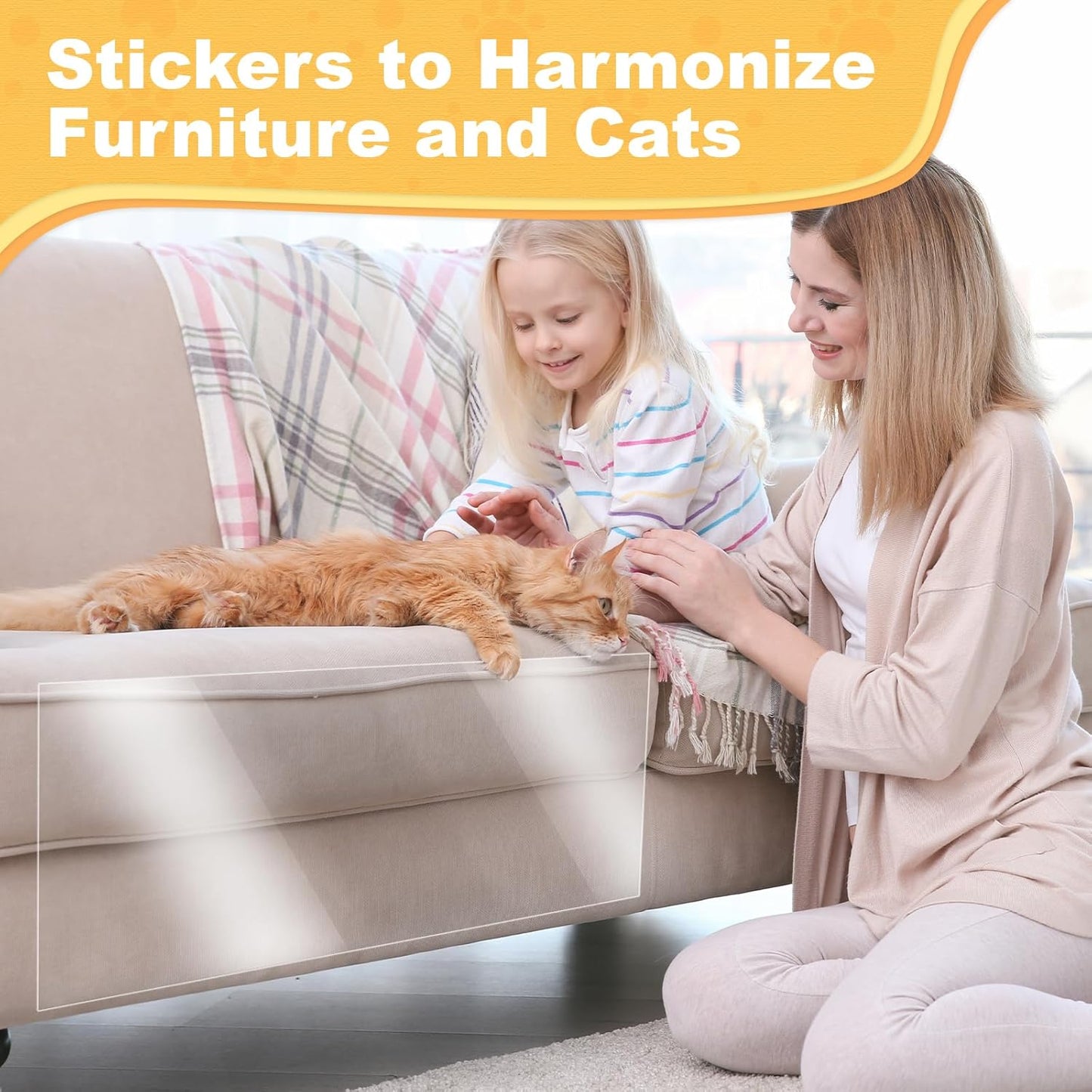 Cat Scratch Furniture Protector, 11.8 in x 118 in Cuttable Cat Protectors for Furniture, Single Sided Adhesive Couch Protector from Cat Claws, Suitable for Families with Pets