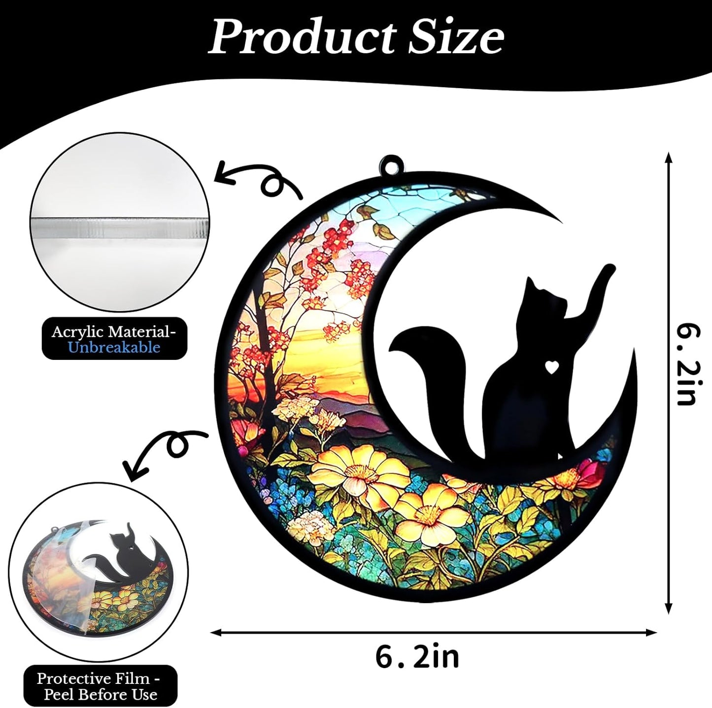 Pet Memorial Suncatcher, Loss of Cat & Dog Sympathy Gifts, Hanging Stained Acrylic Light Catcher, Cat & Dog Memorial Ornament for Pet Lovers, Sunset Pattern