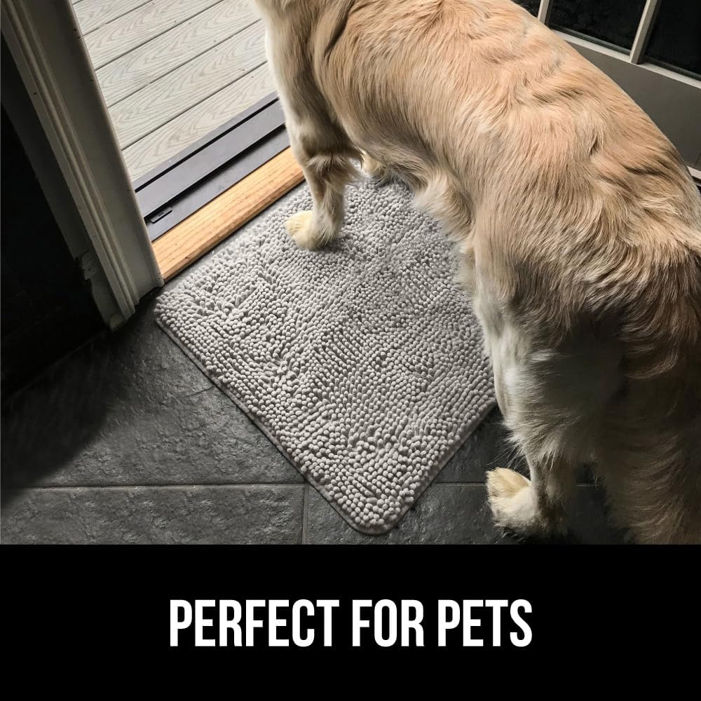 GORILLA GRIP Dog Doormat, Absorbent Doormats for Muddy Dogs Paws, 70x24 Machine Washable Soakstopper Rugs, Cleaner Floors, US Designed Pet Bed Door Mat, Indoor Entrance Pets Rug, Light Gray