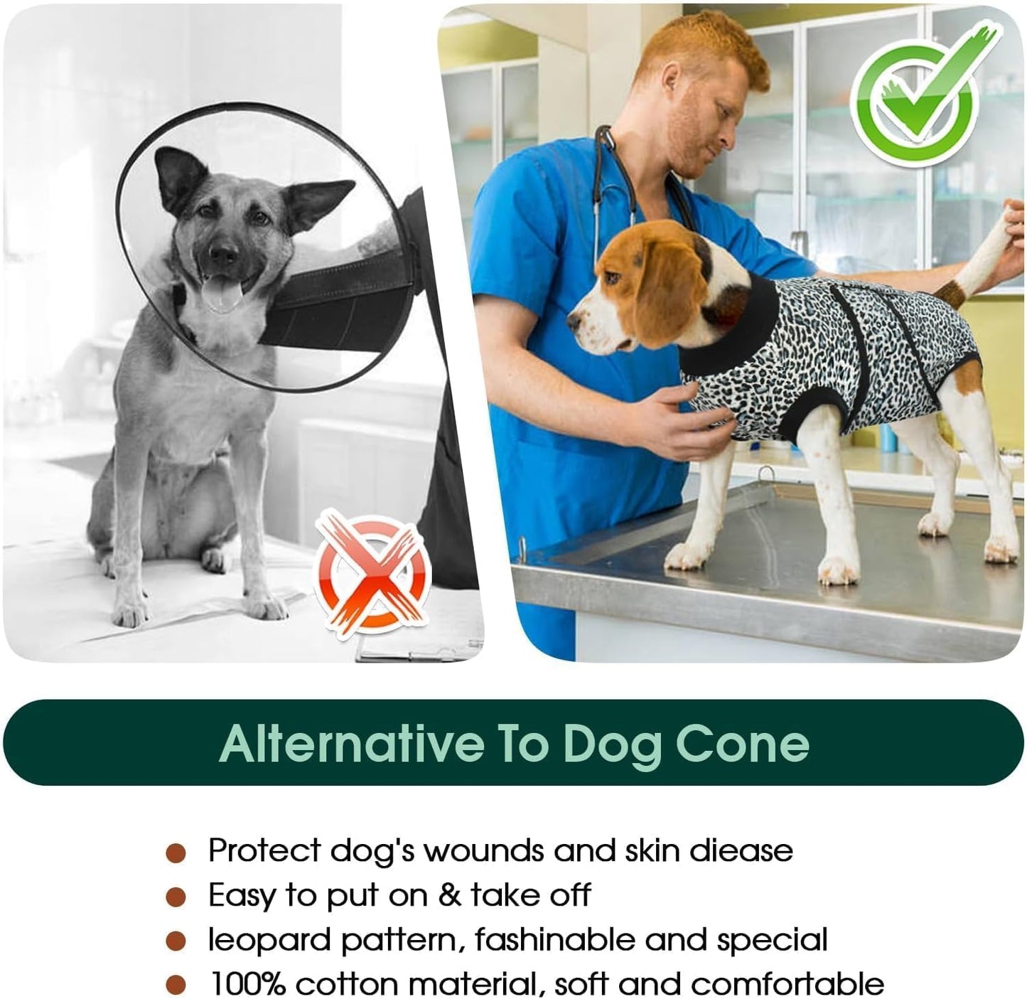 Kuoser Recovery Suit for Dogs, Dog Recovery Suit Female Doggie Onesie for Surgery, Post-Op Onesie for Female & Male Dogs, Soft Protective Wear, BlueLeopard M