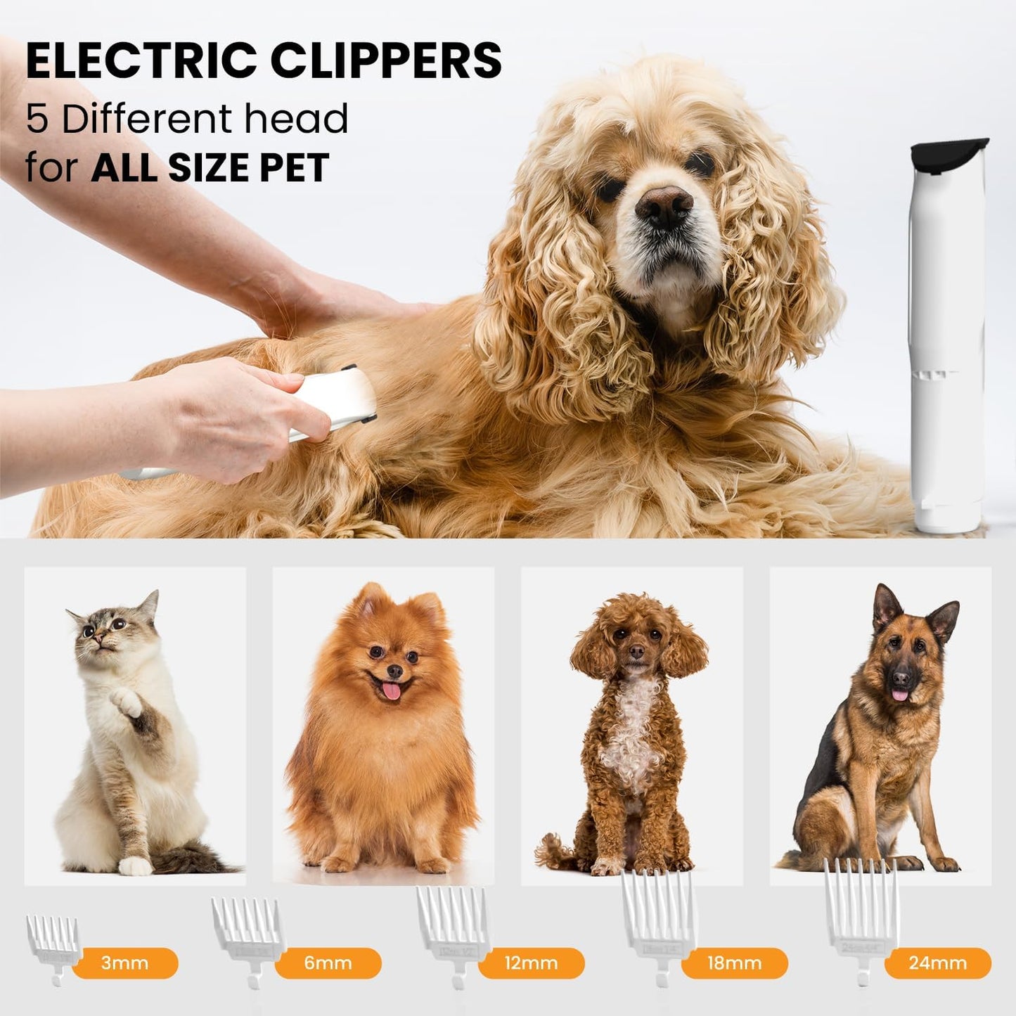 FurCare Pro 3-in-1 Grooming Kit with Vacuum Suction (99%) - Pet Dryer, Professional Clippers & Efficient Grooming Tools, 4L Dust Cup, Low Noise, Ideal for Dogs, Cats, and More