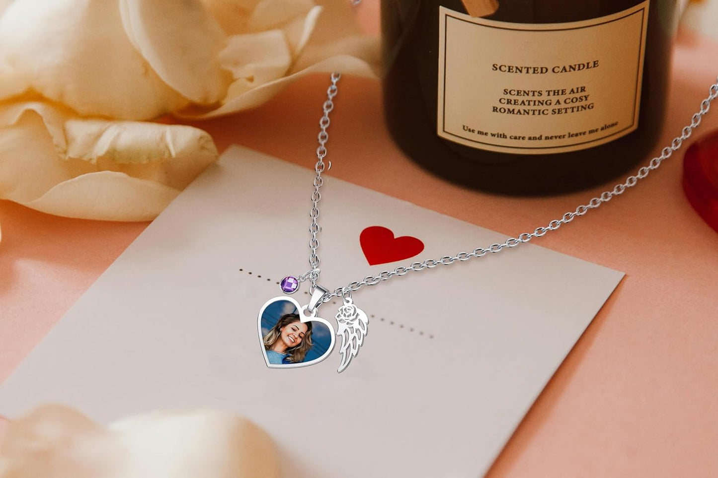 CharmSStory Personalized Photo Necklaces Custom Engraved Name Necklace Memory Keepsake Picture Necklace Pendant Customized Gifts for Women Men