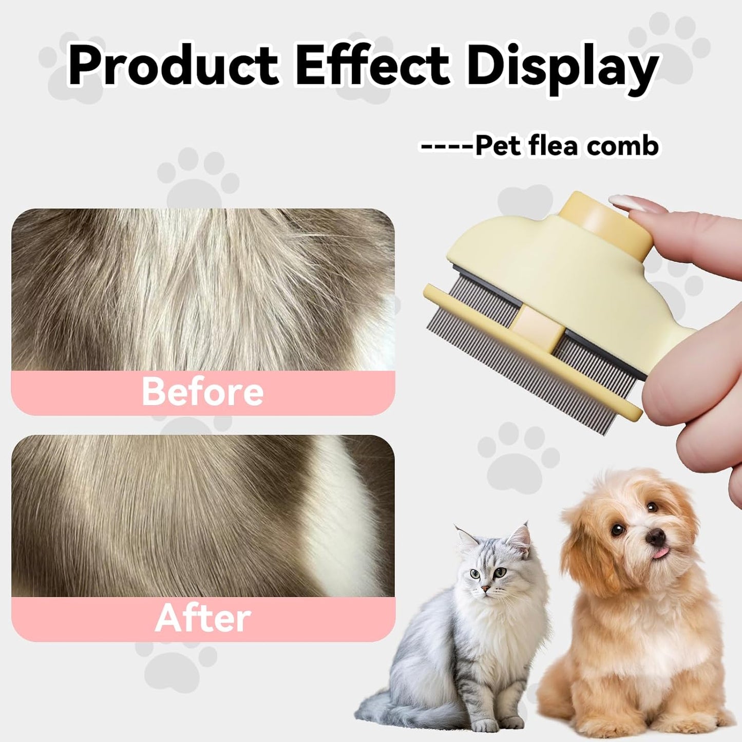 Cat and Dog Flea Comb with Pet Hair Removal Glove, Portable Pet Cleaning Set for Massage and Grooming, Deshedding, Fur Cleaning (4-PCS)