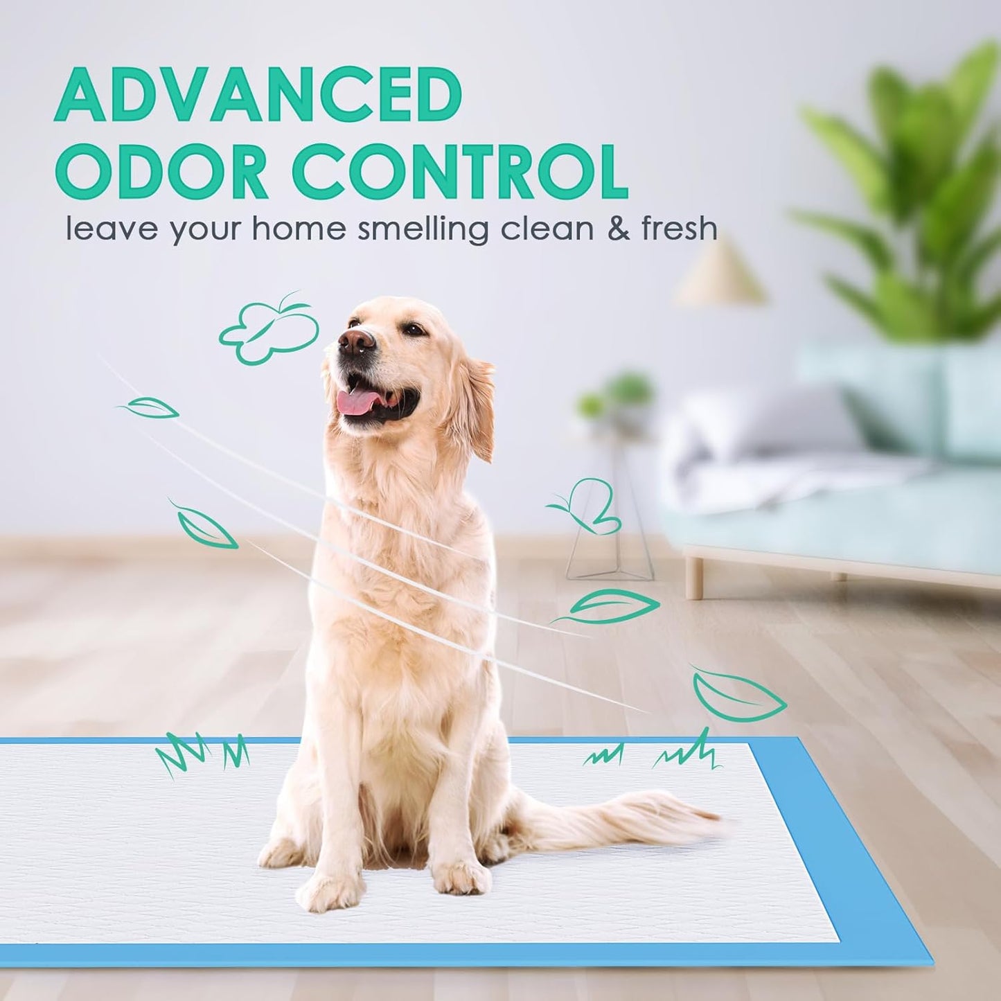 JollyMate Dog Pee Pads Extra Large 28"x34", X-Large Puppy Training Pads with Adhesive Tabs, 6 Layers Thick, Super Absorbent, Leak-Proof, Quick-Dry, Potty Pads for Dogs and Puppies (50, 28*34IN)