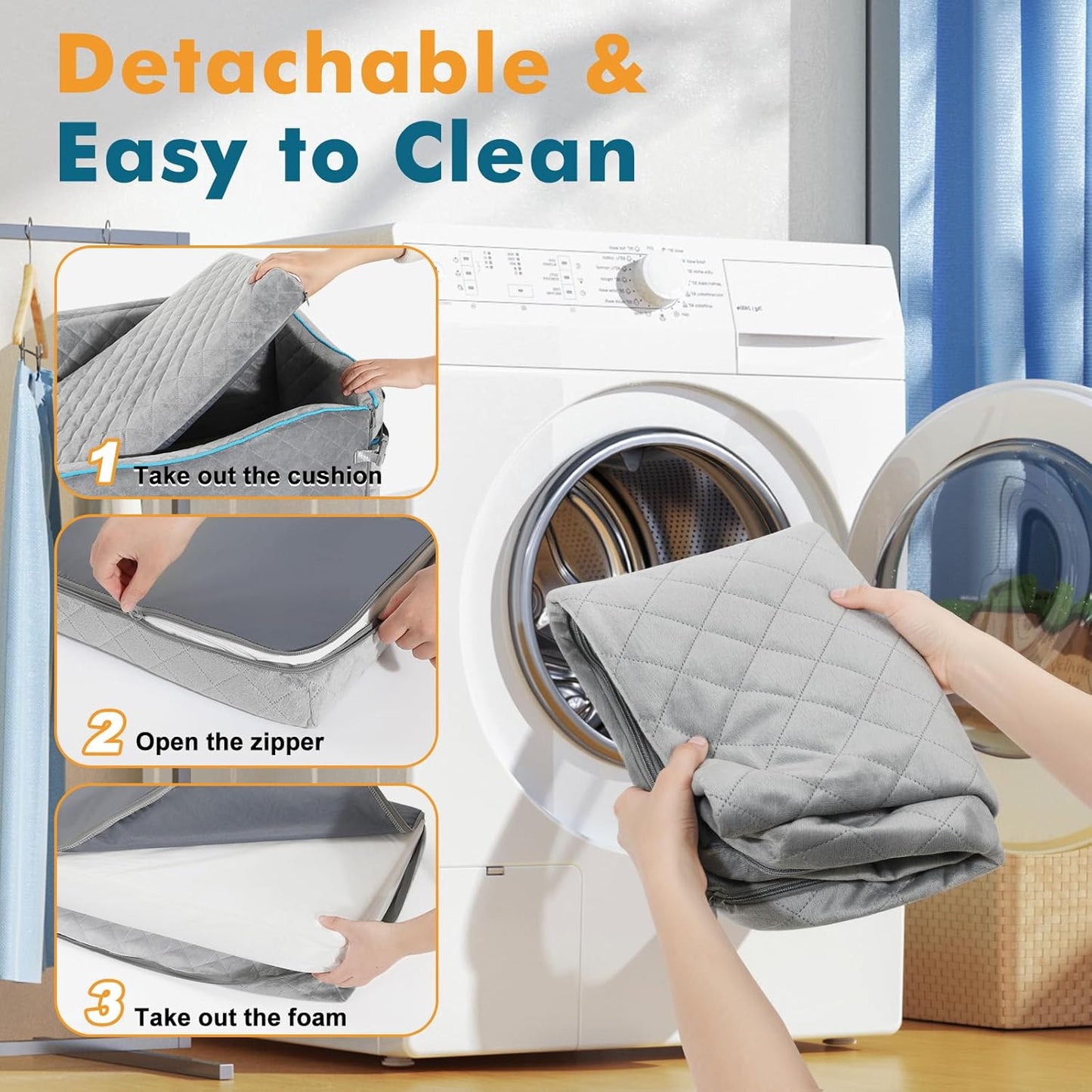 Large Dog Car Seat, Dog Car Bed for Large Dogs Under 60 lbs or 2 Small Breeds, Comfortable Pet Booster Seat with Memory Foam Thick Cushion, Detachable & Washable Pet Bed for Backseat, Grey