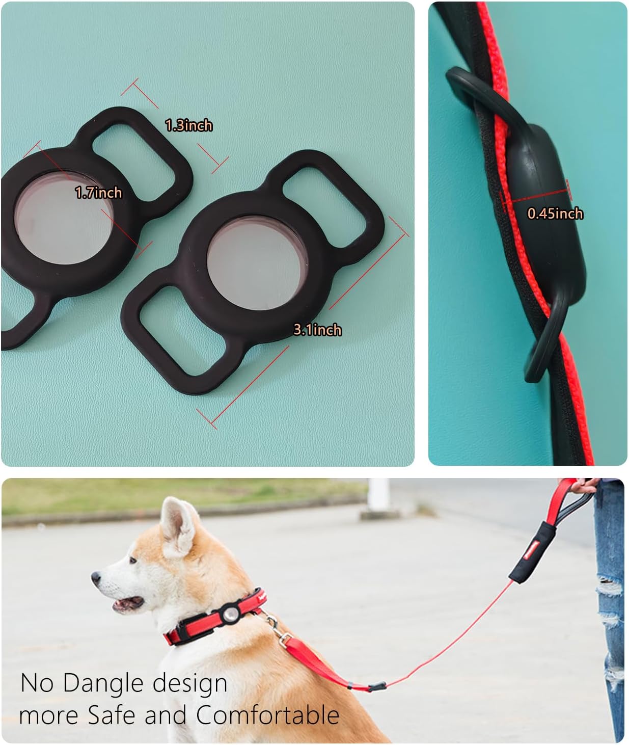 Compatible with AIRTAG,Dog Collar AirTag Holder Waterproof, 2 Pack Apple AirTag Case for Dogs,Air Tag Holder Collar for Pet Collar, Silicone Anti-Lost Airtag Full Body Protective Cover-Black+White