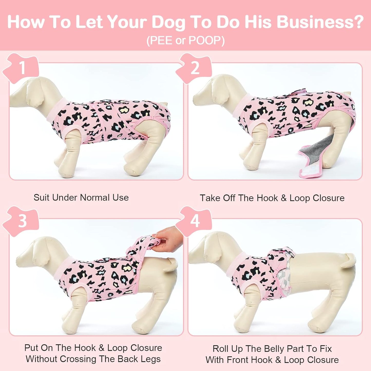 Kuoser Dog Recovery Suit for Dogs After Surgery,Professional Surgical Onesie for Female Male Dogs Spay Neuter,Soft Dog Surgery Suit Bodysuit for Abdominal Wounds Skin Disease,Pink Leopard M